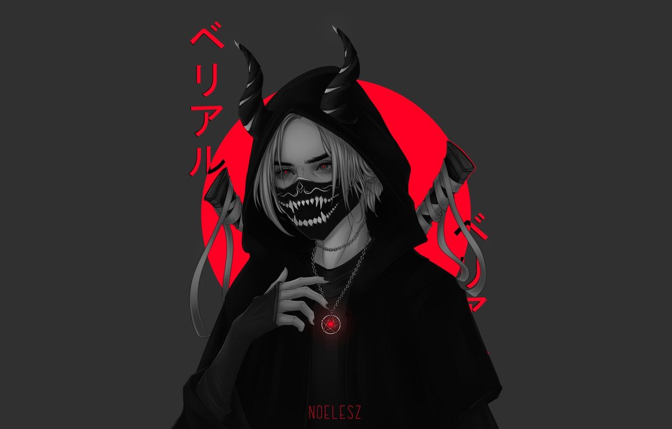 Wallpaper Girl, Japan, Style, Japan, Swords, Art, Samurai, Illustration, Katana, Demon, Characters, Noel Sundström, by Noel Sundström, Velial image for desktop, section минимализм