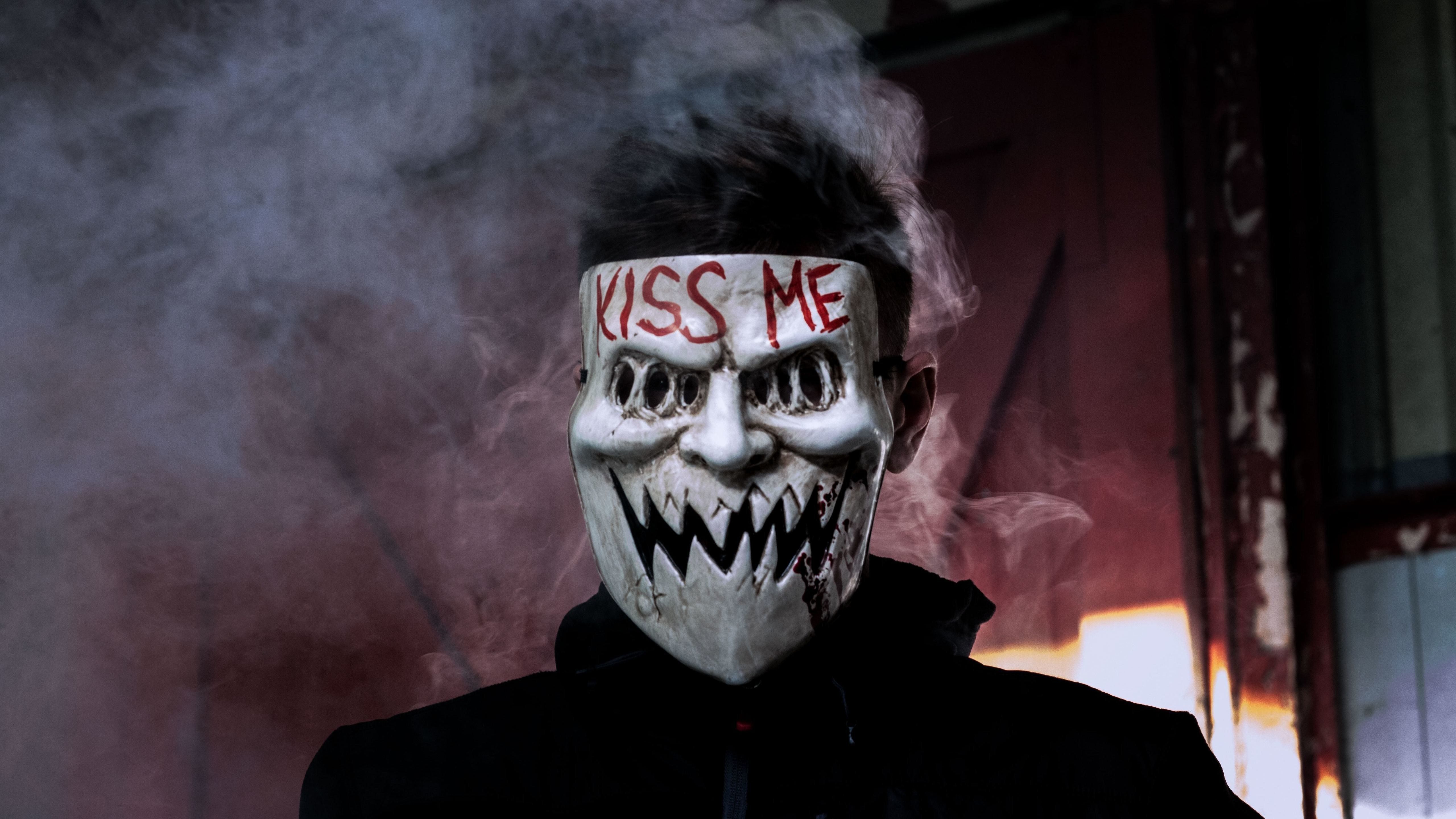 Horror Halloween Mask 5K Wallpaper