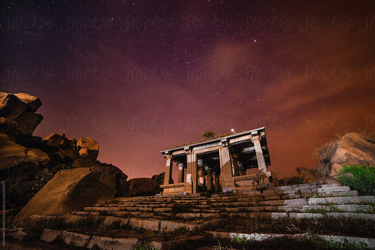 Ancient Arch With Night Sky. India. Hampi