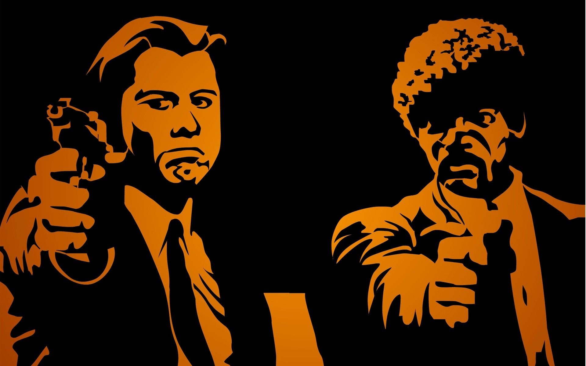Pulp Fiction 1994 Year Movies John Travolta Samuel L Jackson Artwork Orange Wallpaper:1920x1200
