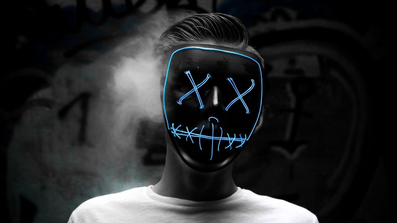 Wallpaper Mask, Man, Dark background, 5K, Photography,. Wallpaper for iPhone, Android, Mobile and Desktop