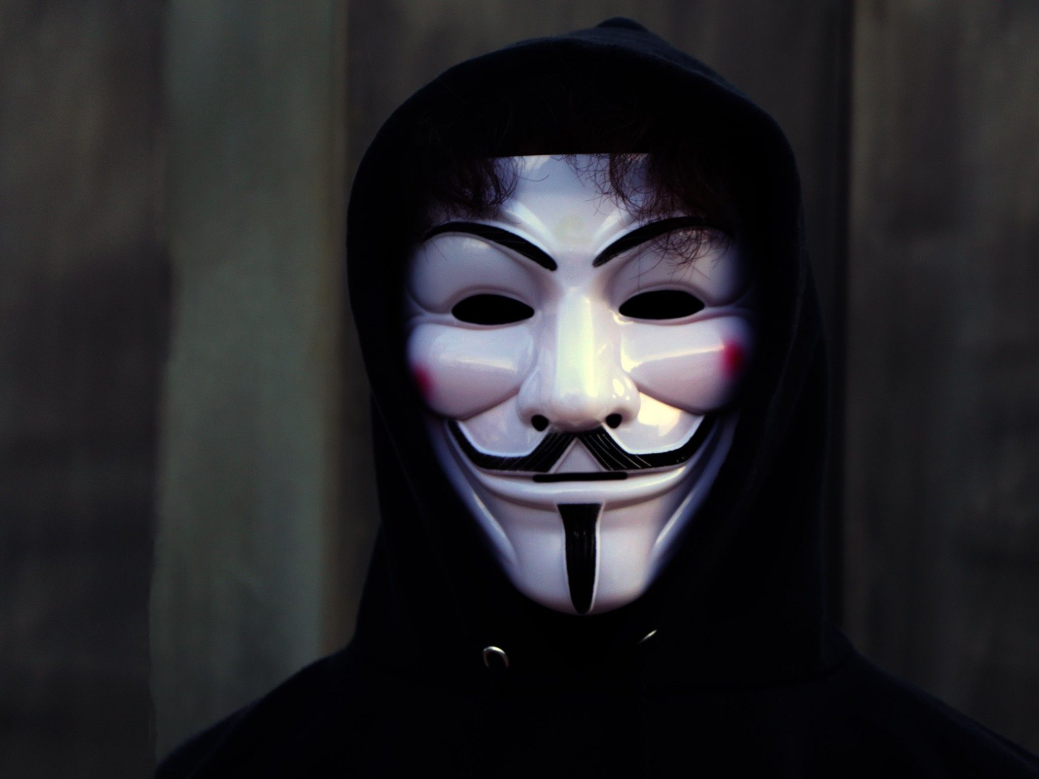 Man in Mask 4K Wallpaper, Anonymous, White masks, Black Hoodie, Guy Fawkes mask, 5K, Photography