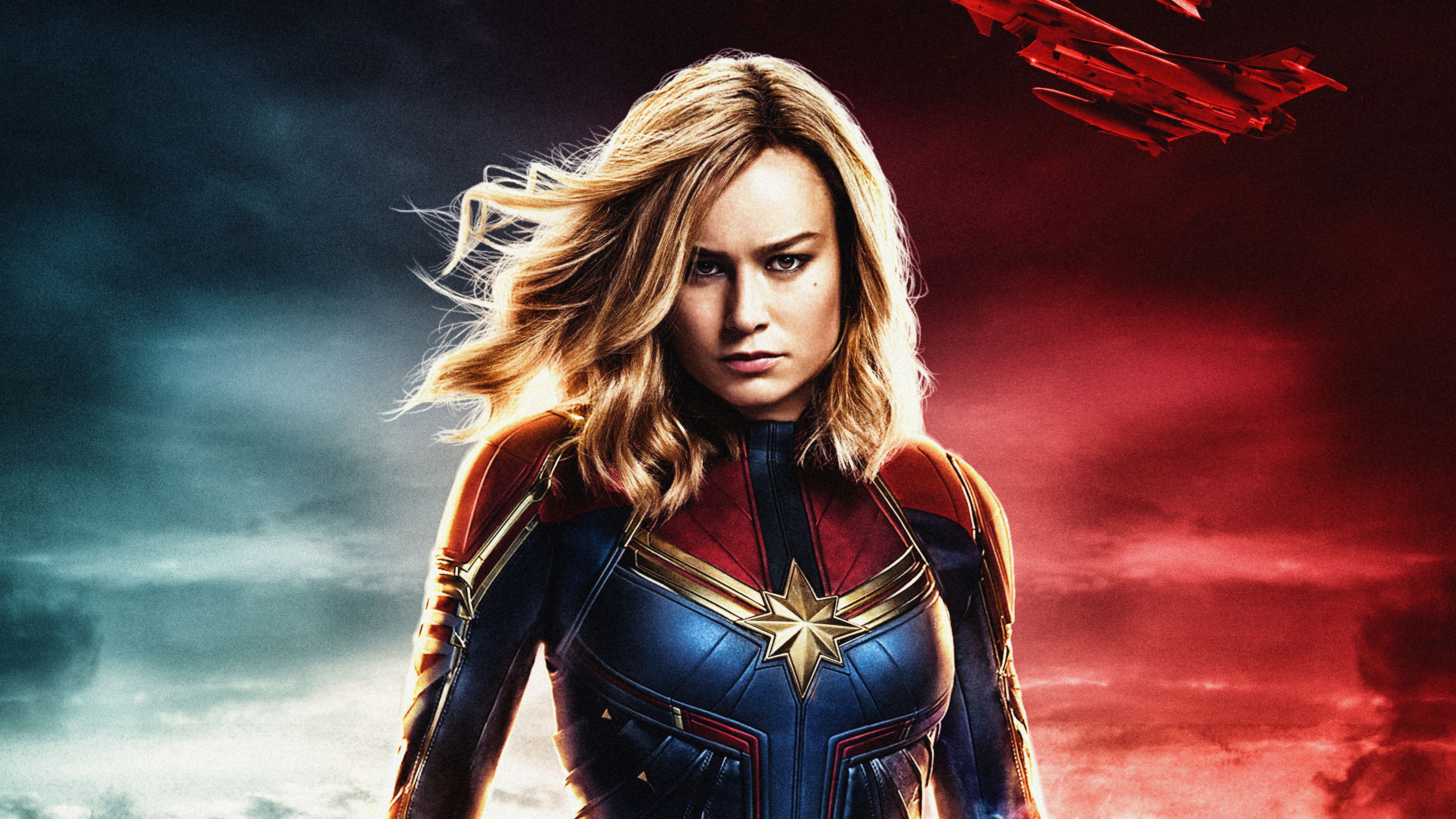 Avengers Blonde Brie Larson Captain Marvel Carol Danvers Girl Marvel Comics Superhero Woman Wallpaper:4950x2784