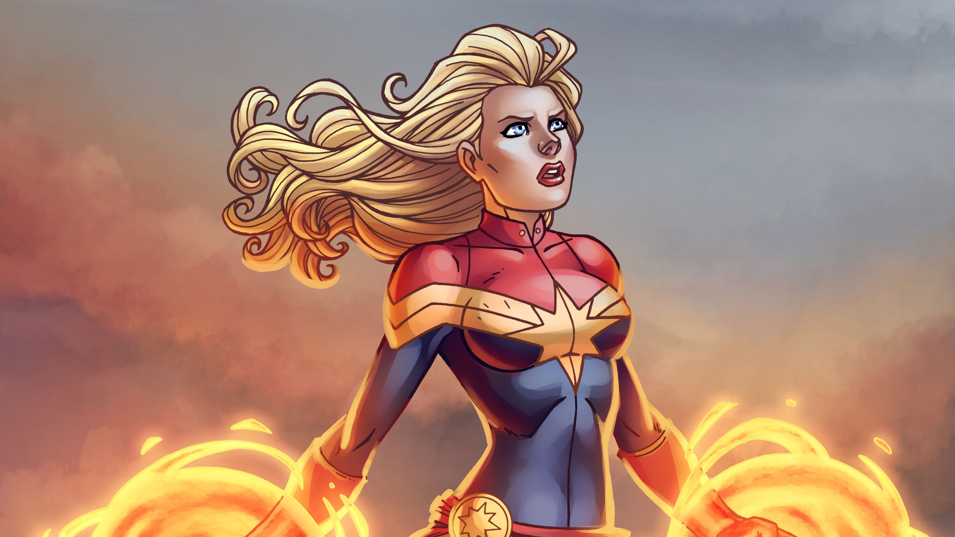 Captain Marvel Cartoon Art Wallpaper, HD