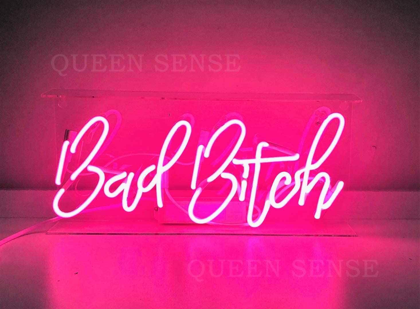Queen Sense 14 Bad Bitch Neon Sign Light Decorated Acrylic Panel Handmade Beer Bar Pub Man Cave Lamp UT198