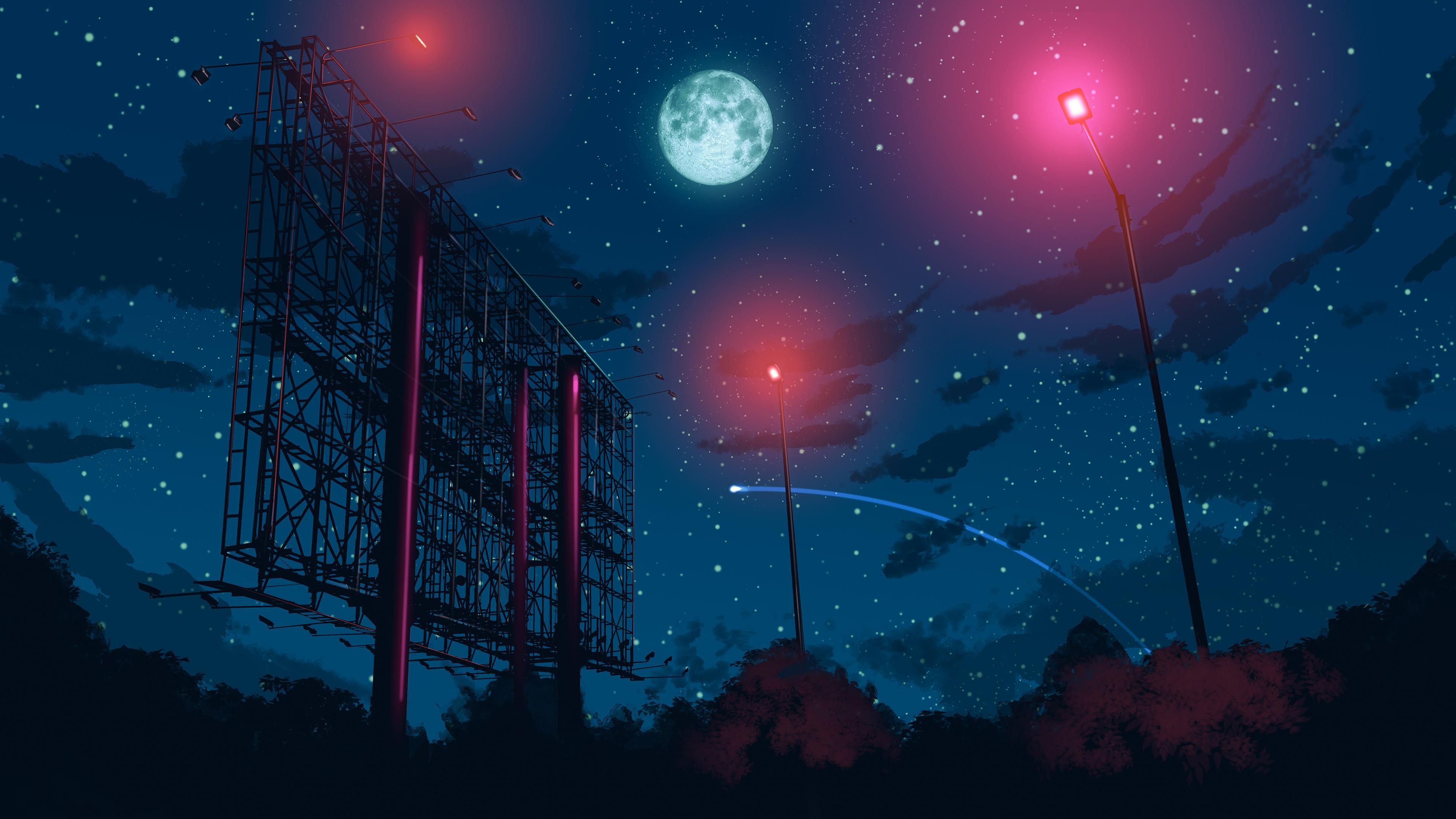 Anime Style Night Sky [3840x2160] (Uncropped 6K Version Link In Comment). Night Sky Wallpaper, Anime Scenery Wallpaper, Sky Aesthetic