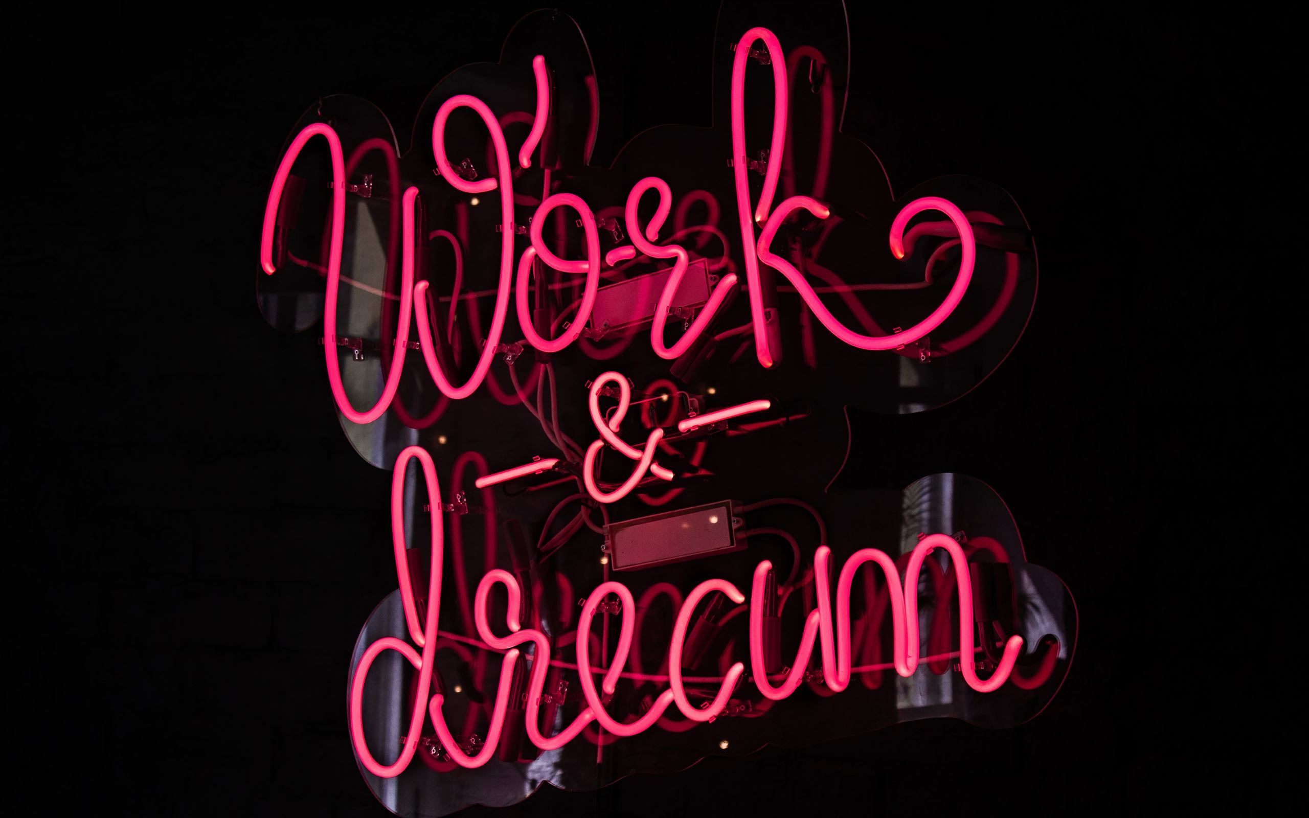 Works and Dream LED signage MacBook Air Wallpaper Download