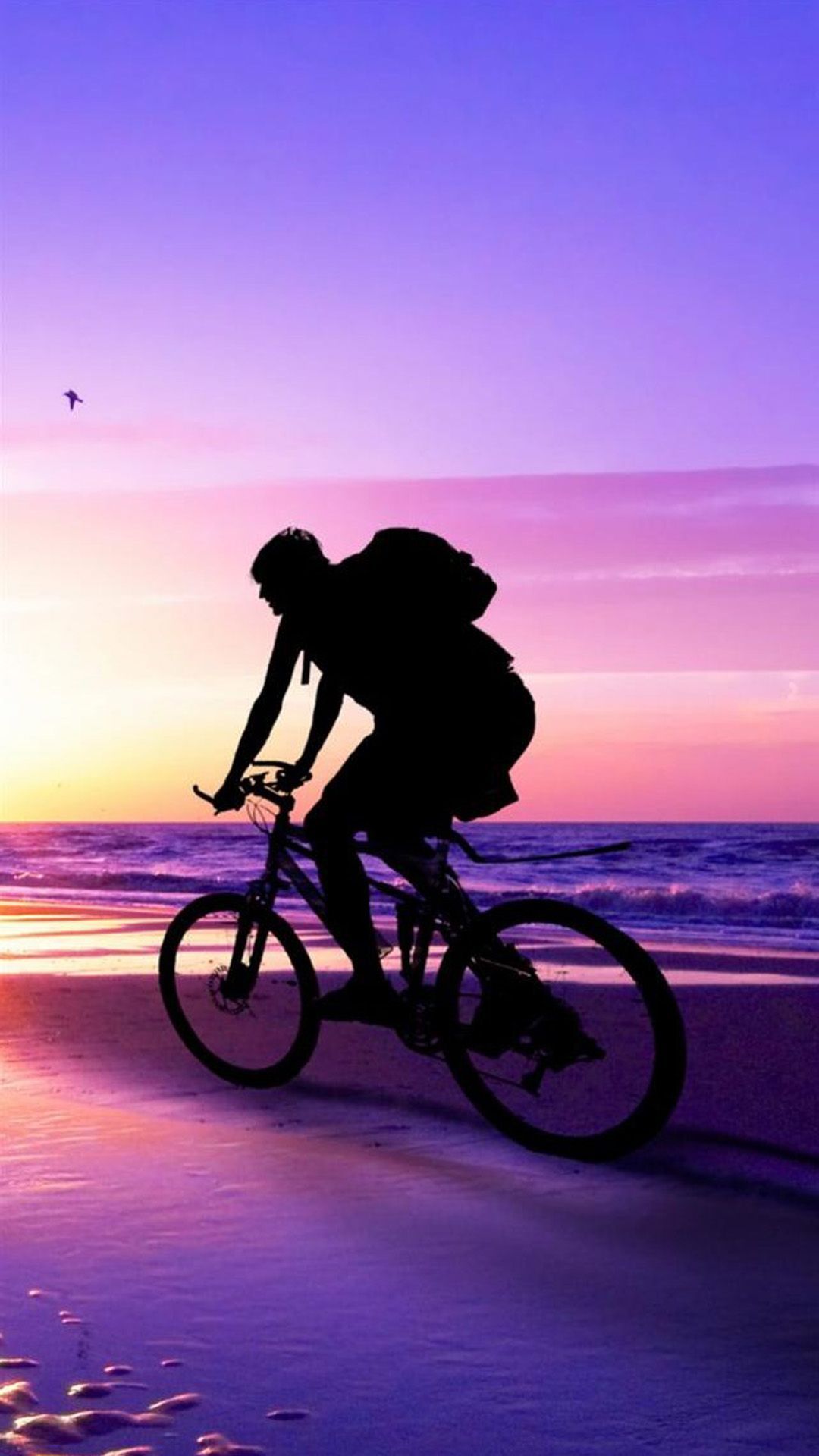 Nature Cycling Seaside Sunset Beach IPhone 6 Wallpaper Download. IPhone Wallpaper, IPad Wallpaper One Stop Download. Beach Bicycle, Beach Sunset, Wallpaper