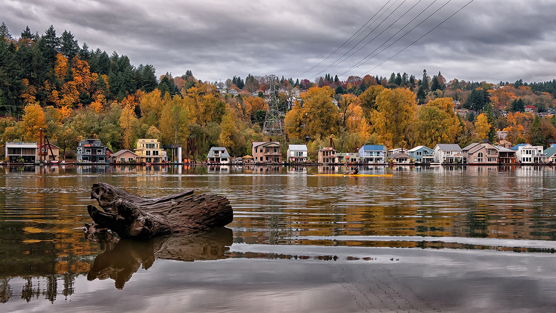 Picture USA Portland Oregon Autumn Water Rivers Cities 1920x1080