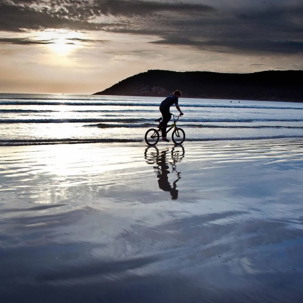 Beach Bike Ride iPad Wallpaper Free Download