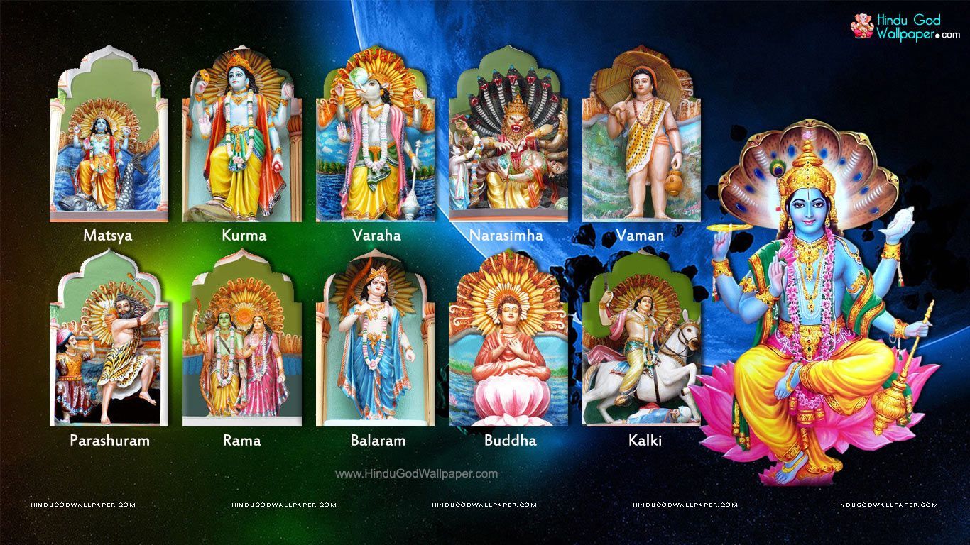 Dashavatar HD Wallpaper Full Size for Desktop. Lord vishnu, Vishnu, Hindu gods