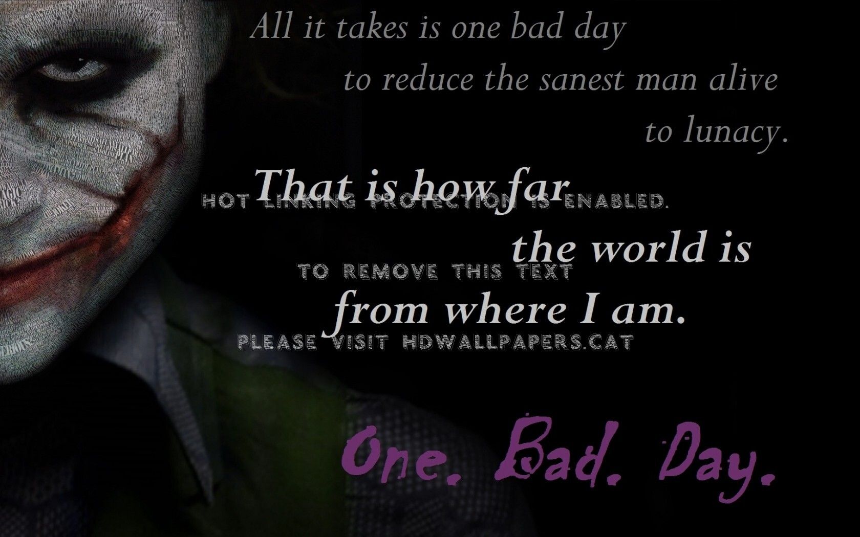 joker one. bad. day. batman heath ledger