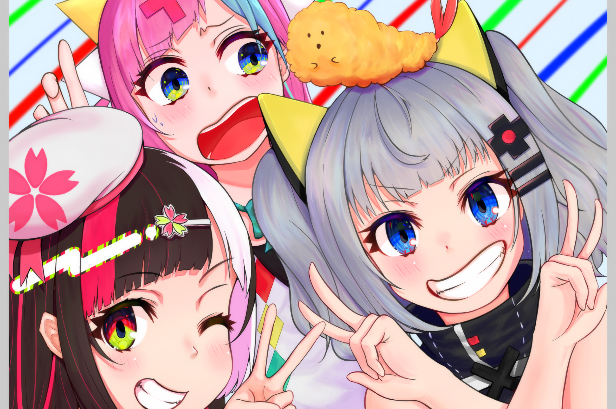 Download 2560x1700 Pinky Pop Hepburn Official, Kaguya Luna Official, Anime Girls, Friends, Smiling Wallpaper for Chromebook Pixel