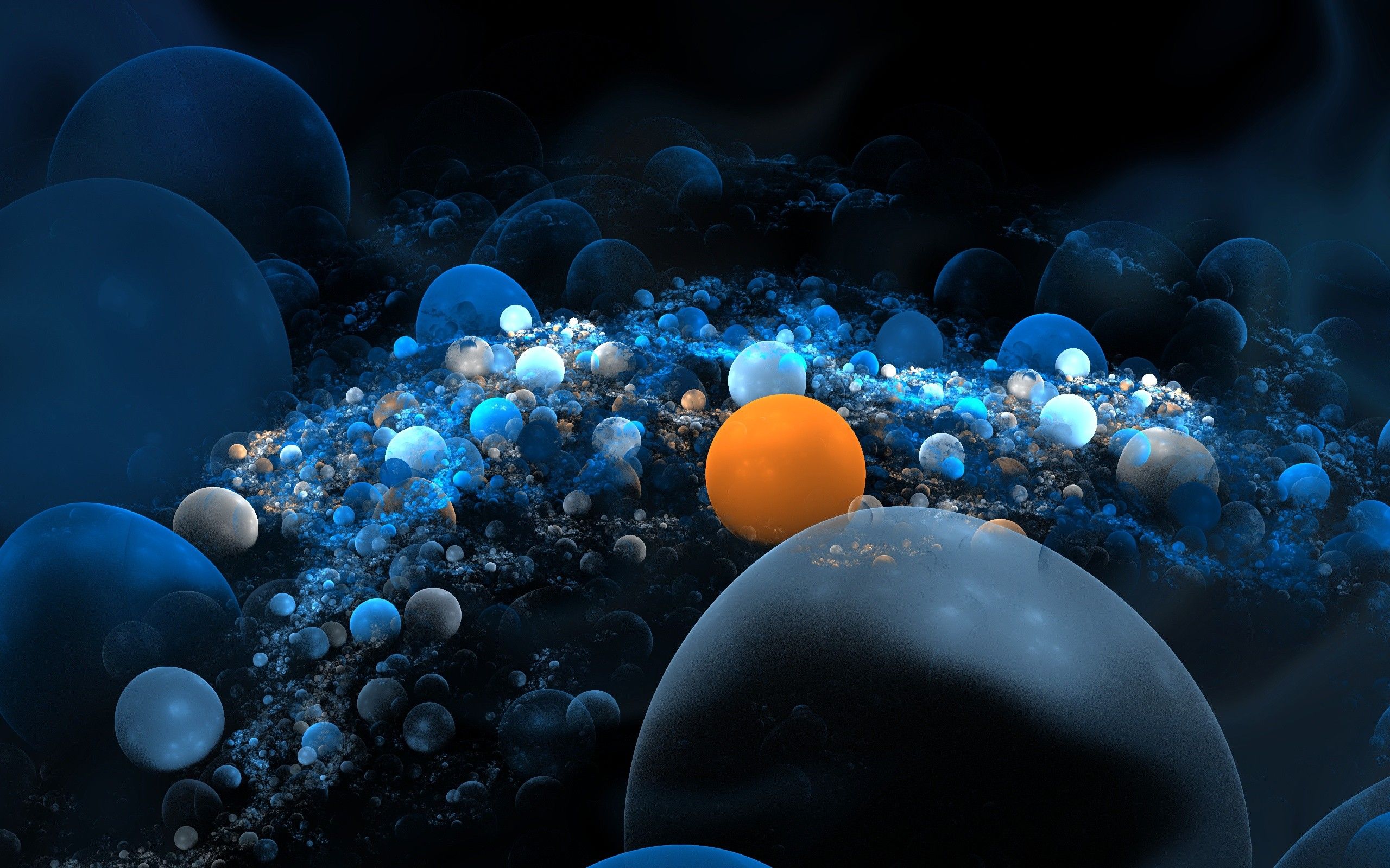 blue, Orange, Fractals, Bubbles Wallpaper HD / Desktop and Mobile Background