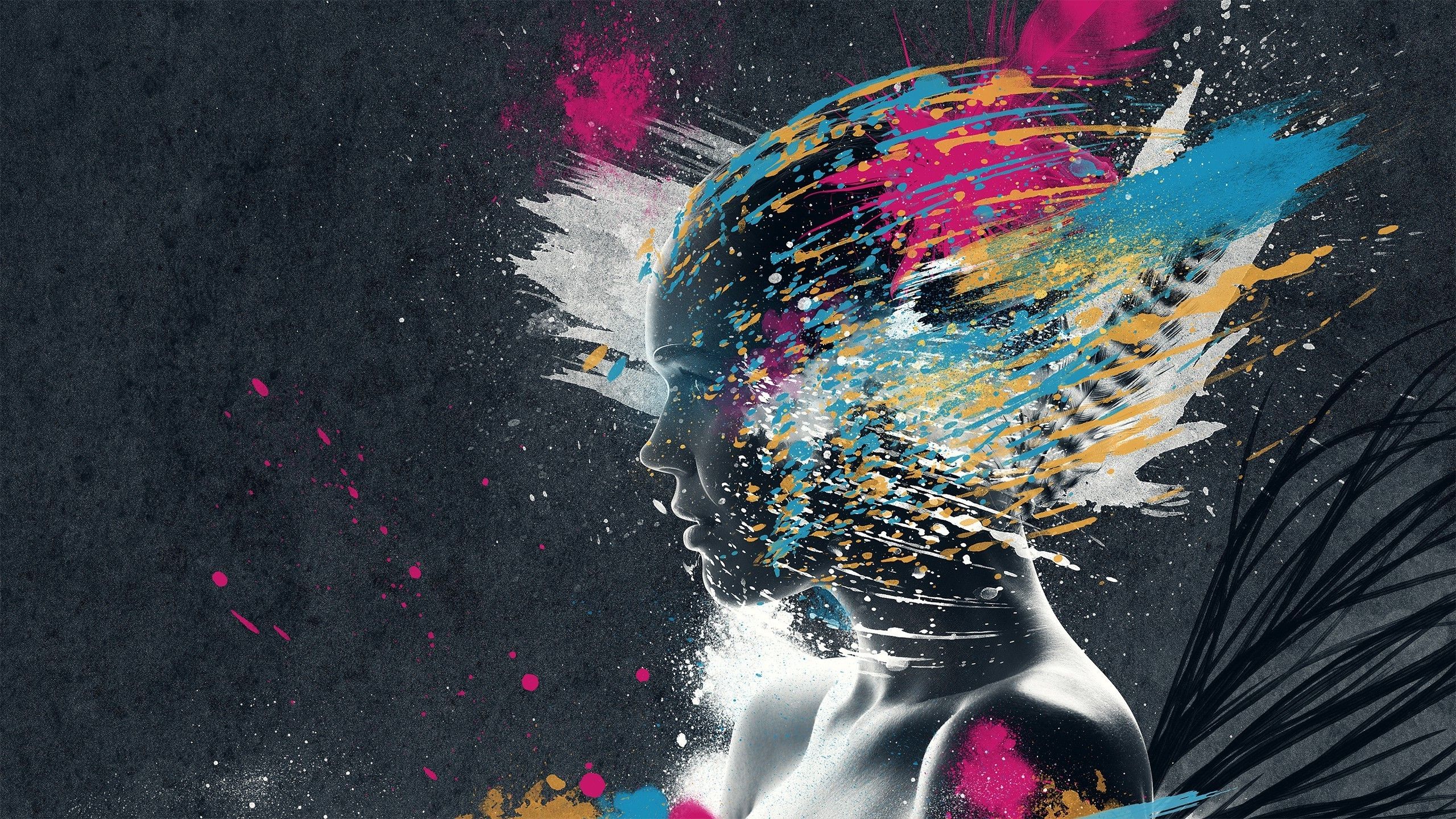 people, Face, Artwork, Colorful, Glitch Art, Digital Art, Paint Splatter Wallpaper HD / Desktop and Mobile Background