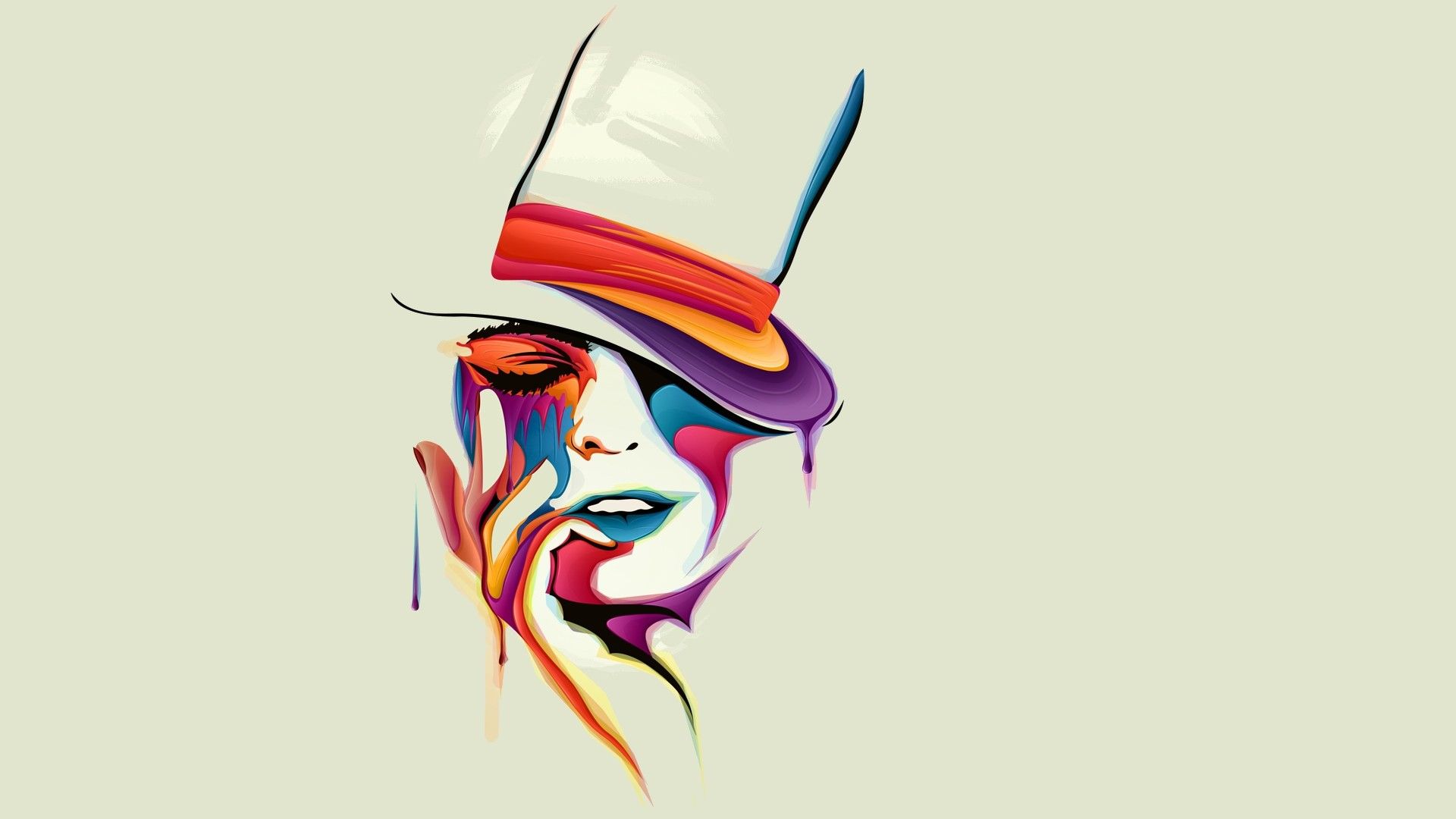 #women, #face, #digital art, #painting, #simple background, #artwork, #colorful, #drawing, #hat, wallpaper. Mocah.org HD Desktop Wallpaper