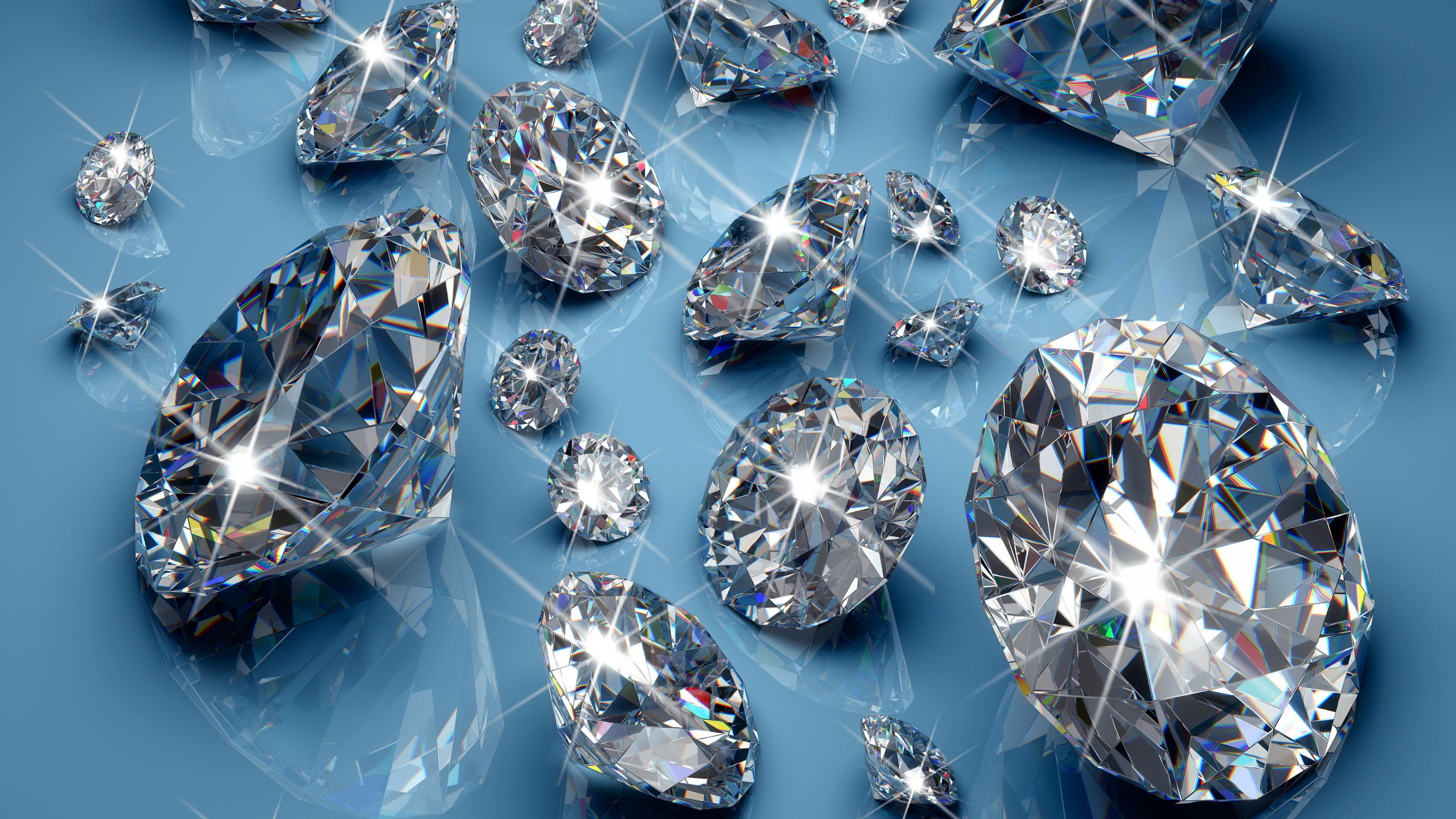 Wallpaper diamonds, 4k, 5k wallpaper, blue, light, shine, OS