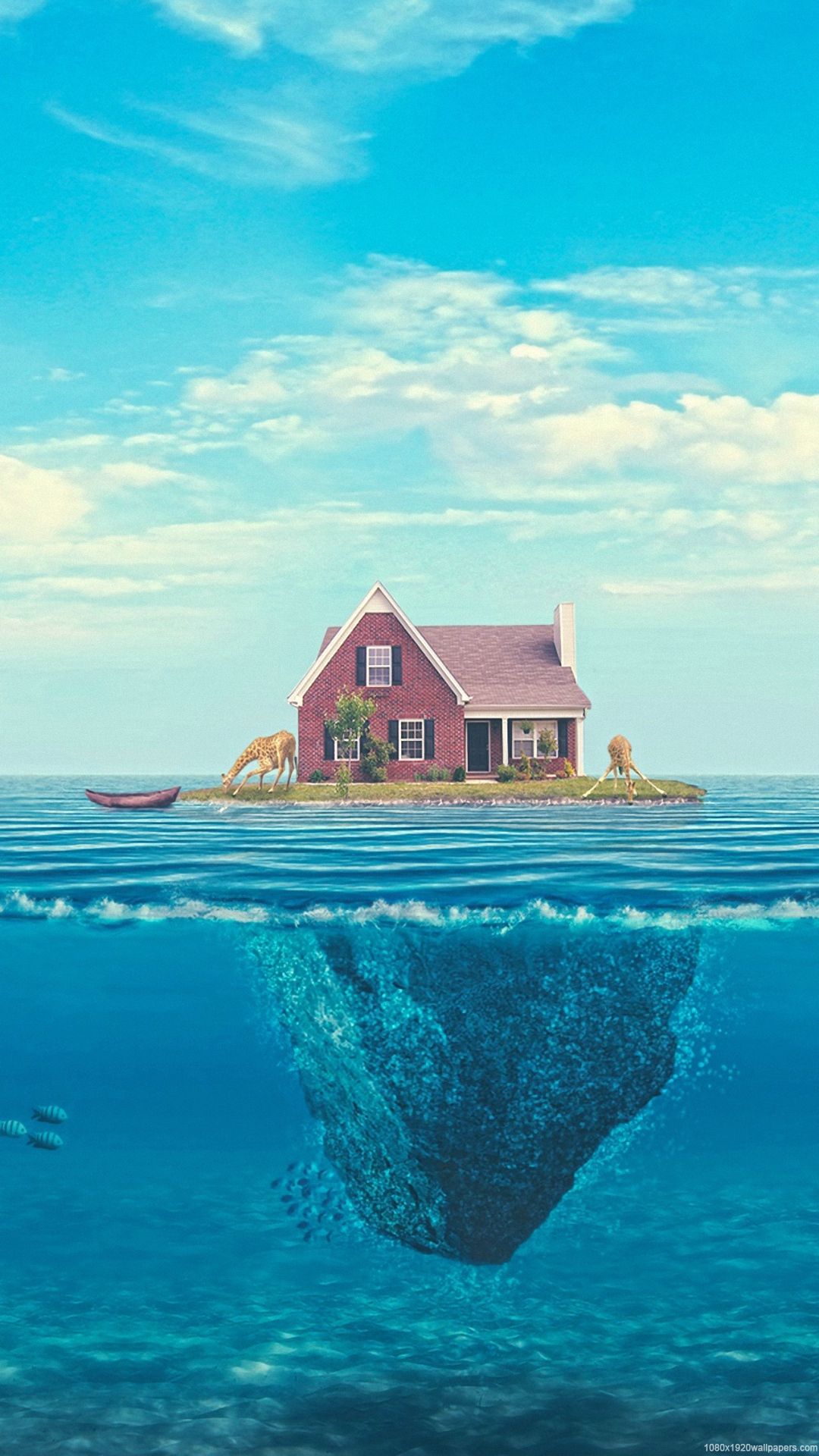 Cute House On Ocean Wallpaper HD