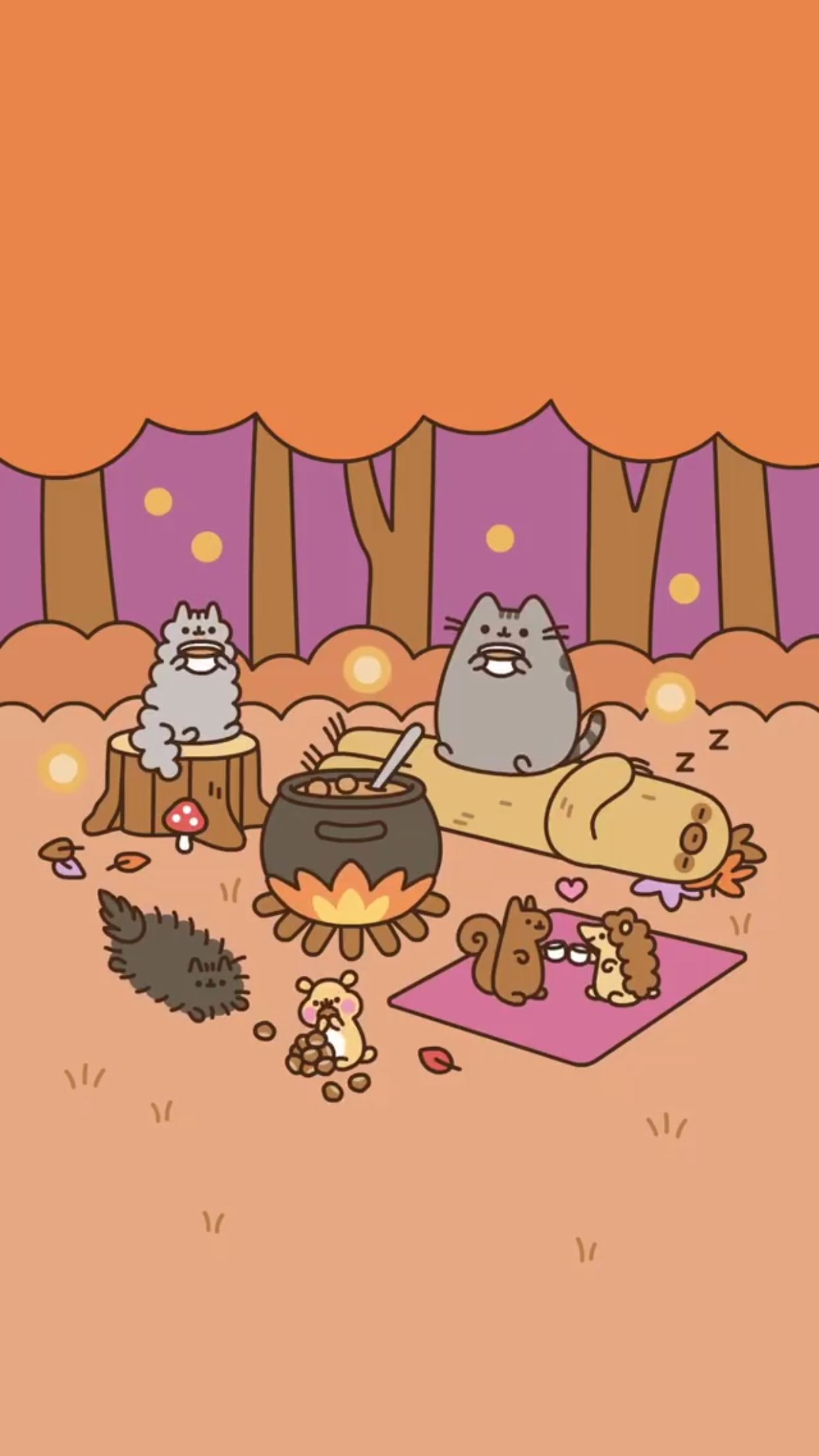 pusheen camping wallpaper ♡. Pusheen cute, Pusheen cat, Pusheen