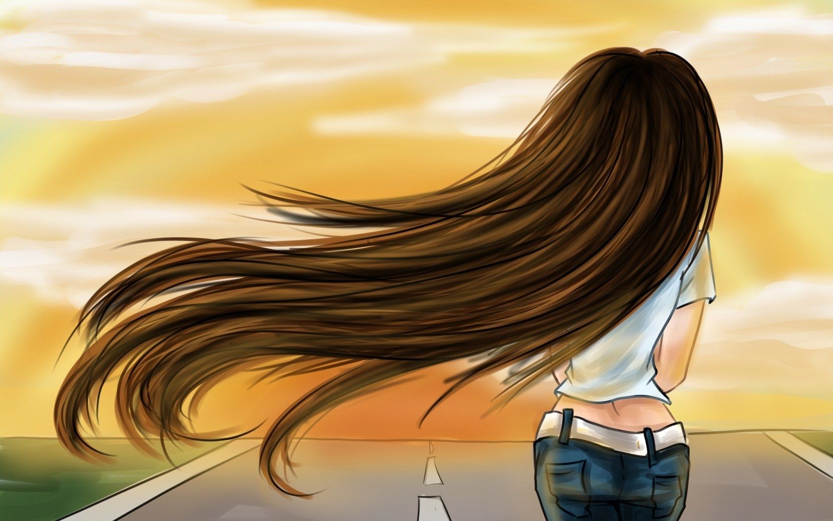 Cartoon Girl With Long Hair