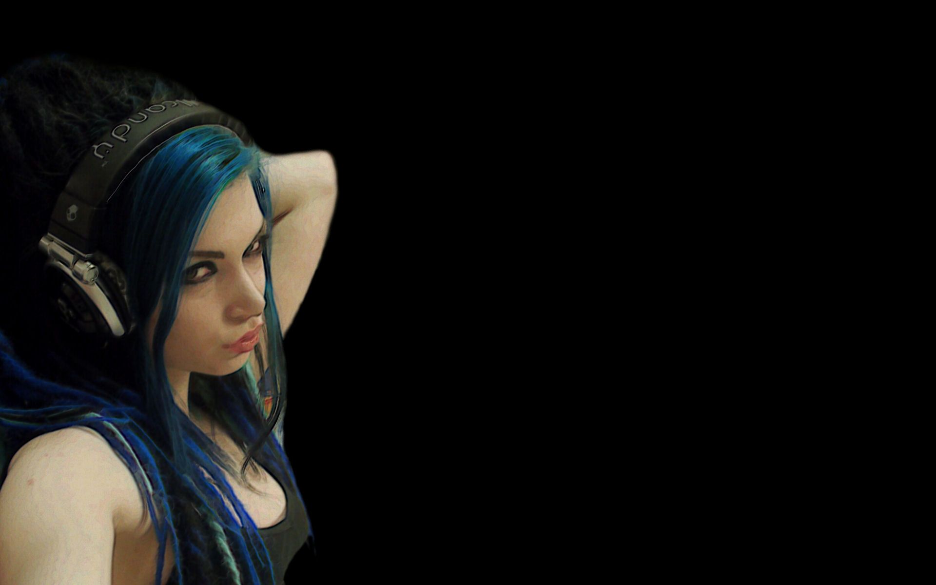 blue hair headphones girl duck face 1920x1200 wallpaper High Quality Wallpaper, High Definition Wallpaper