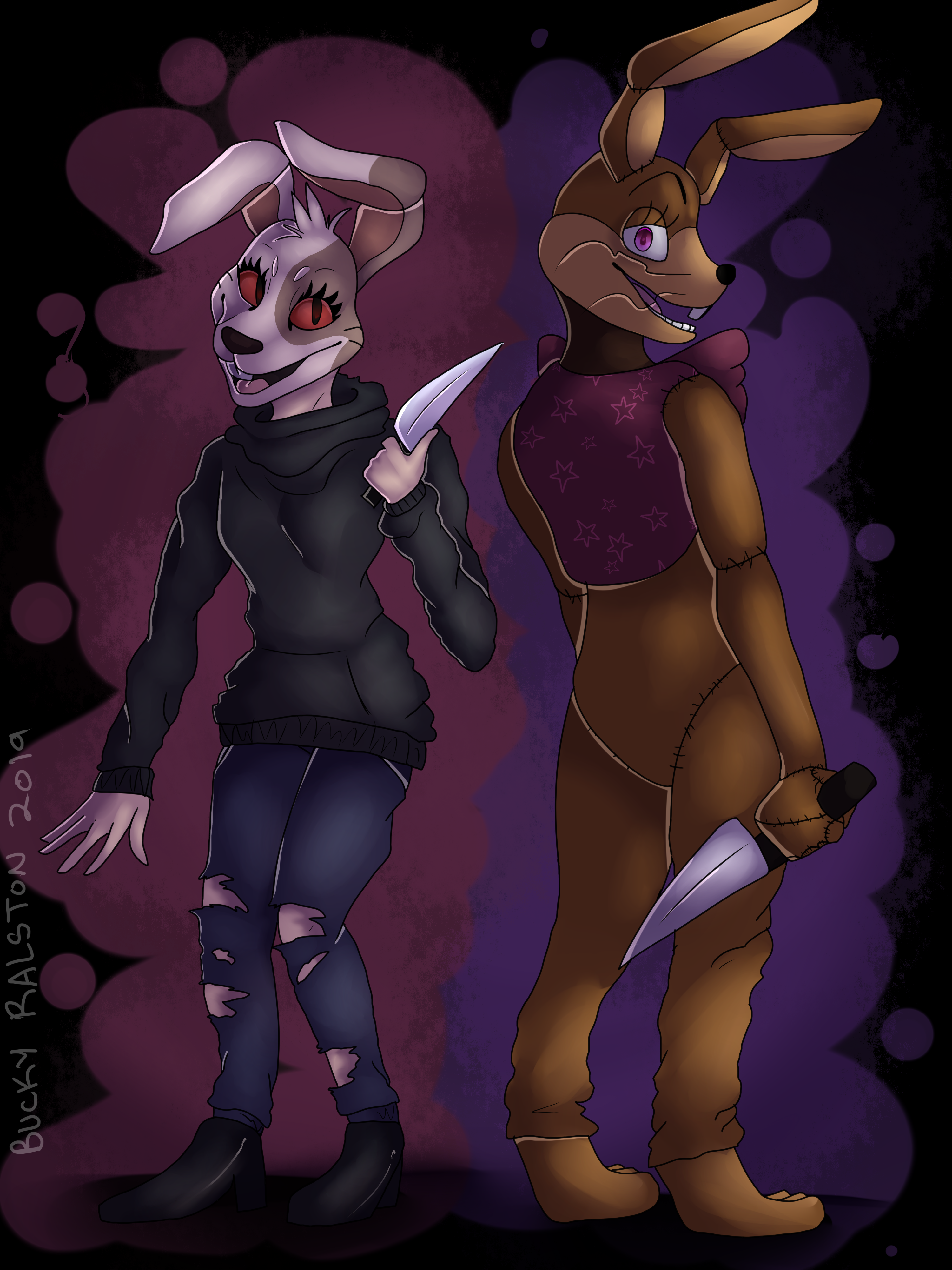 Glitchtrap and Vanny (art by me, please do not use without permission)