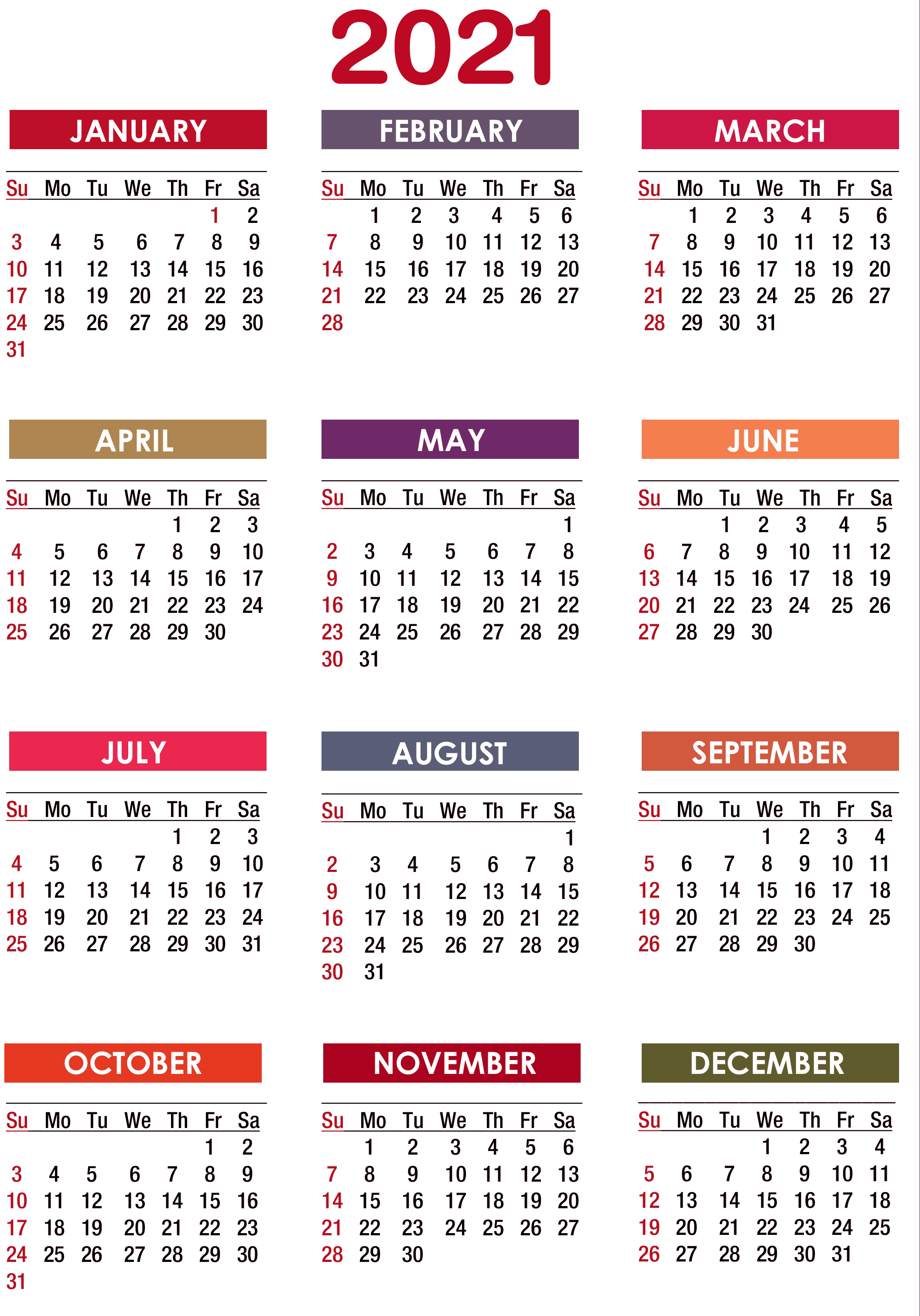 Yearly Calendar 2021 Calendar Hd Images / Year 2021 printable yearly ...