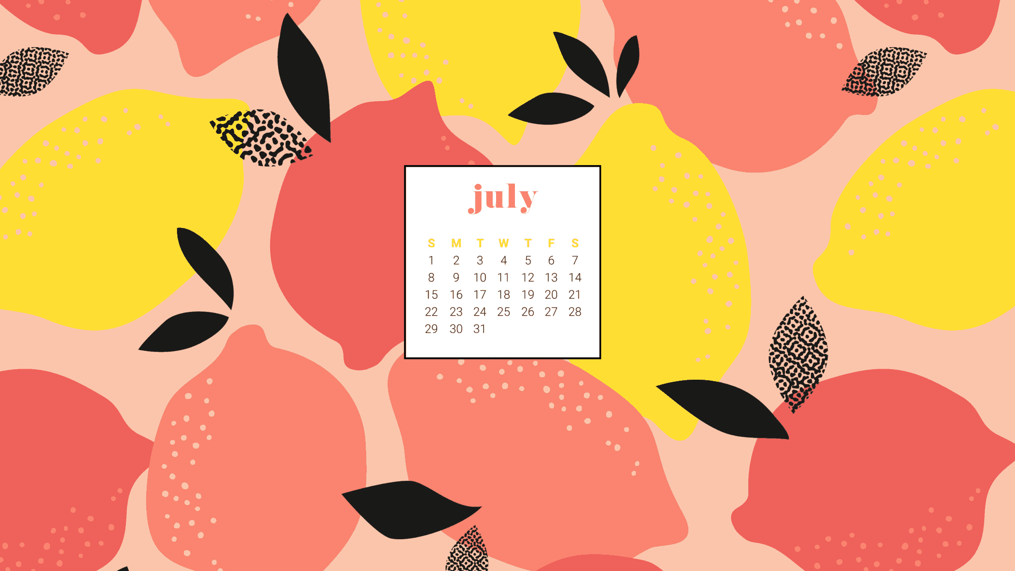 Download your summery and FREE July 2018 calendar wallpaper