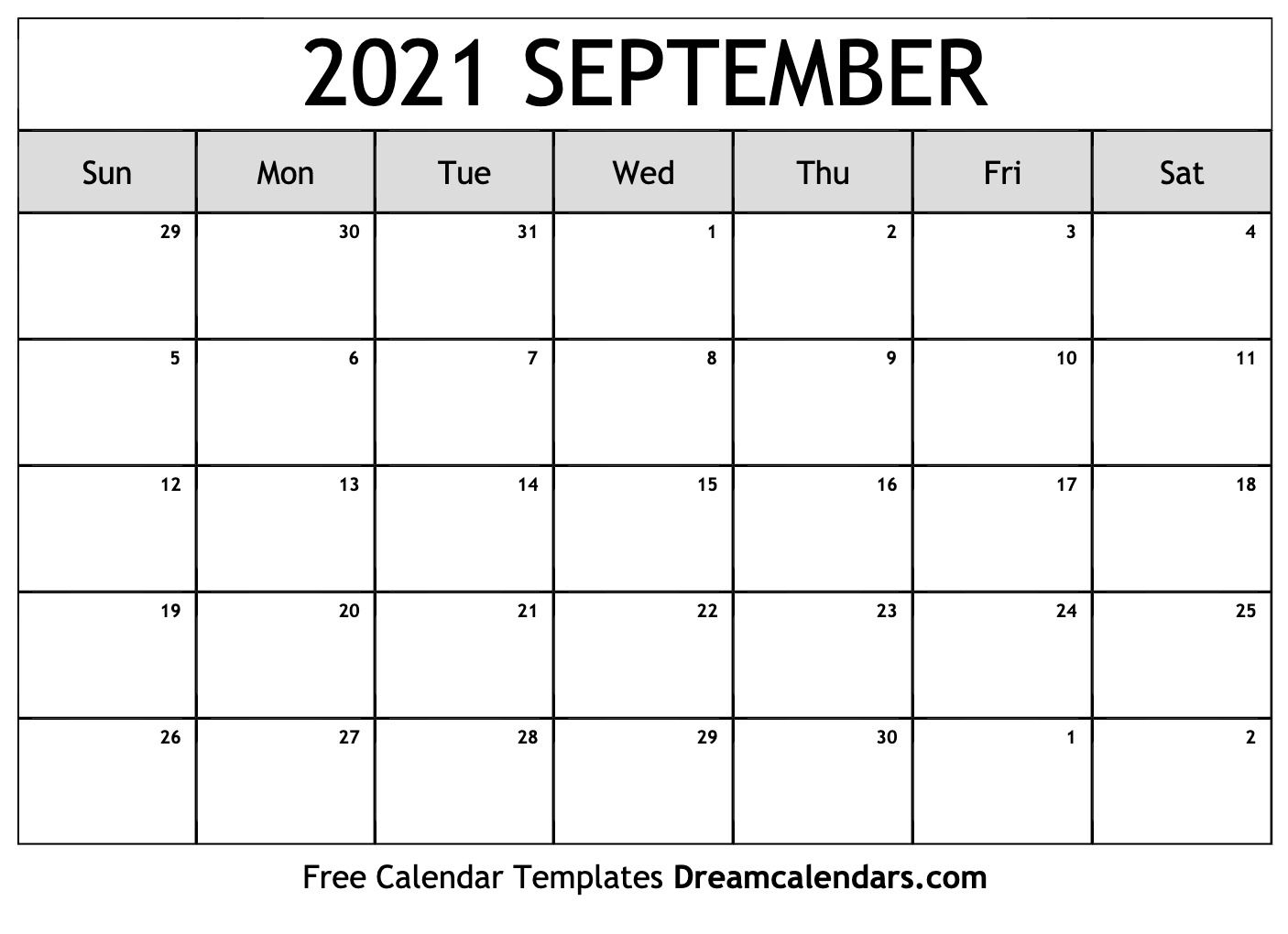 September 2021 calendar. free blank printable