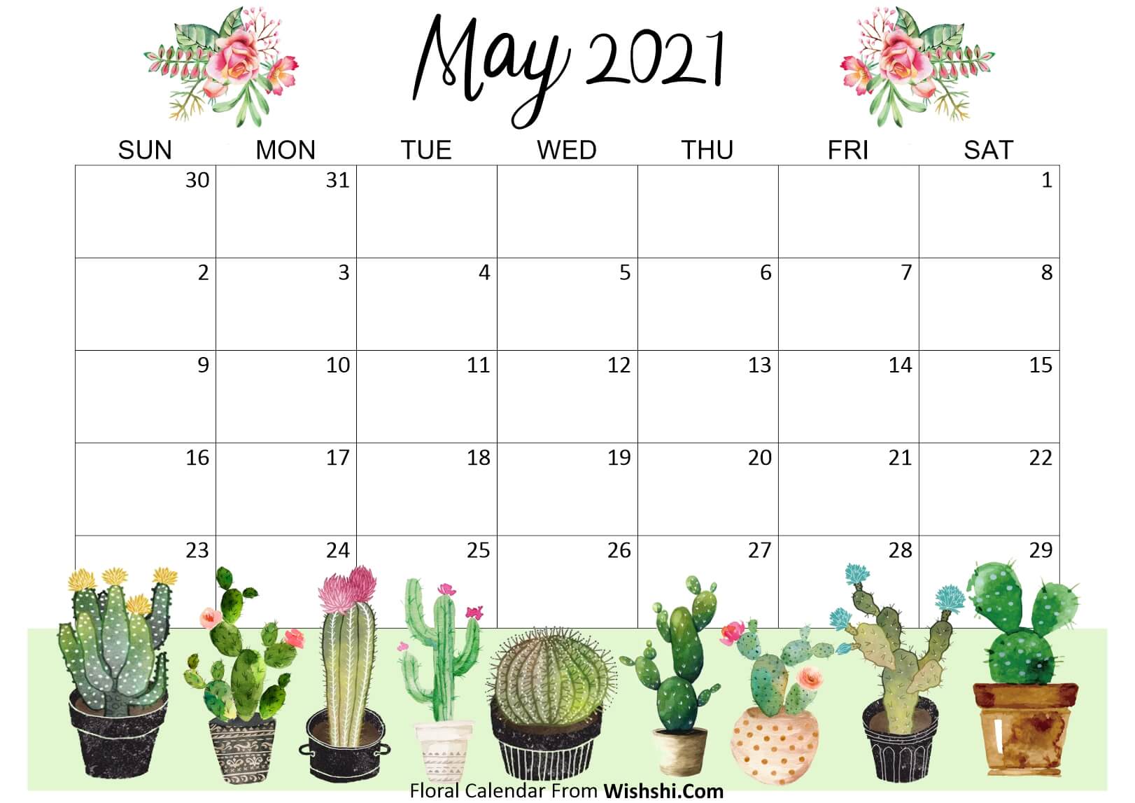 Floral May 2021 Calendar Printable Printable Calendars Floral May 2021 Calendar Printable