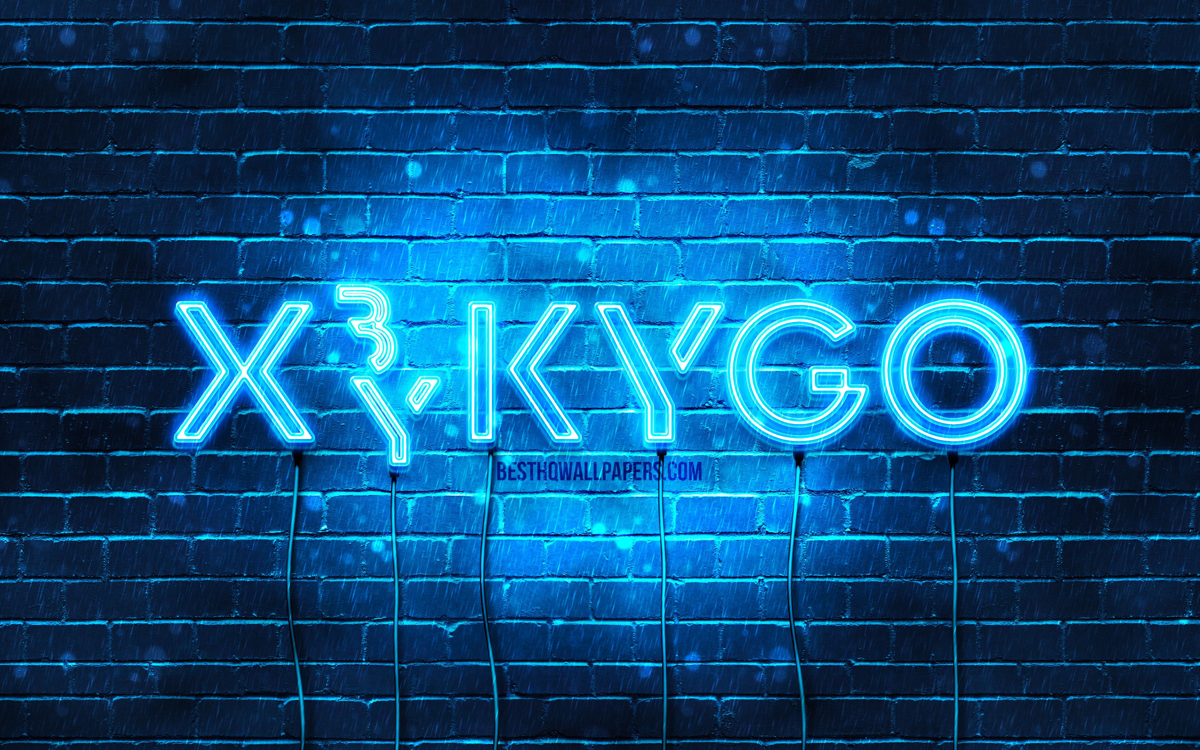 Download Wallpaper Kygo Blue Logo, 4k, Superstars, Norwegian DJs, Blue Brickwall, Kyrre Gorvell Dahll, Music Stars, Kygo Neon Logo, Kygo Logo, Kygo For Desktop With Resolution 3840x2400. High Quality HD Picture Wallpaper