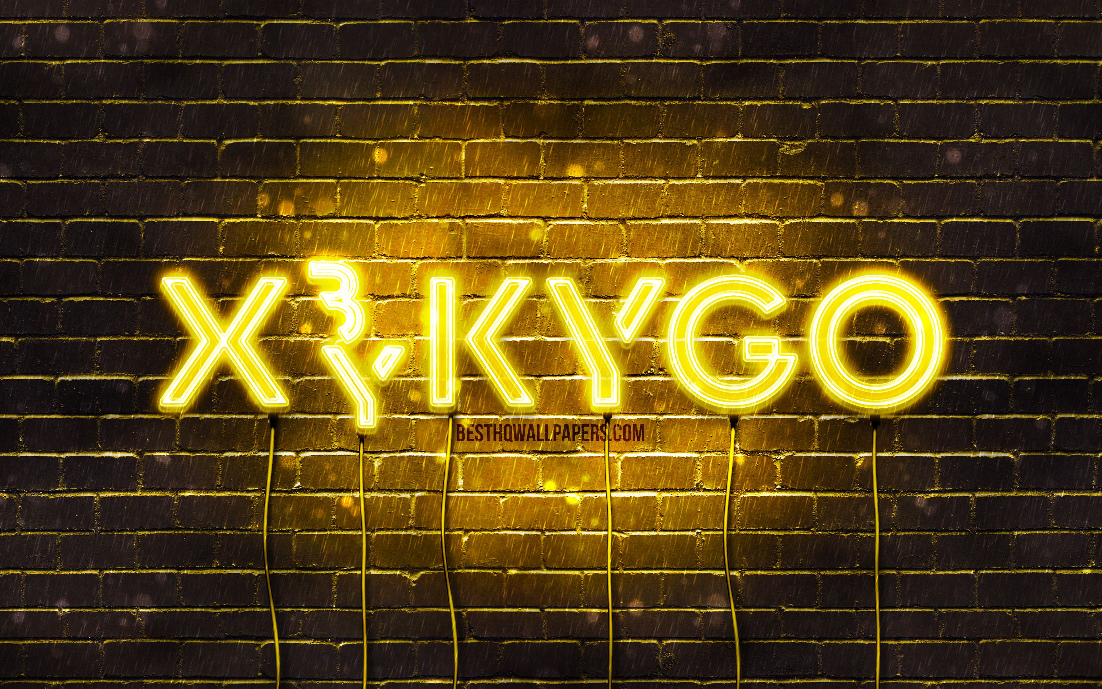 Download Wallpaper Kygo Yellow Logo, 4k, Superstars, Norwegian DJs, Yellow Brickwall, Kyrre Gorvell Dahll, Music Stars, Kygo Neon Logo, Kygo Logo, Kygo For Desktop With Resolution 3840x2400. High Quality HD Picture Wallpaper