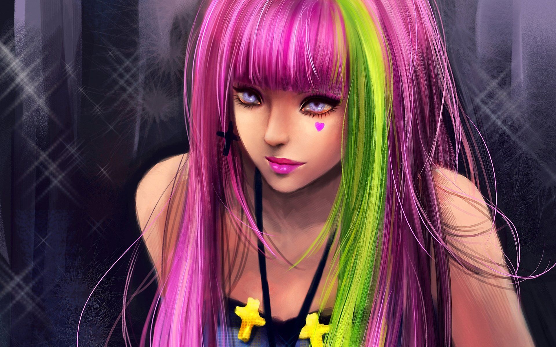 girl, Fantasy, Pink, Green, Hair, Beautiful, Cute Wallpaper HD / Desktop and Mobile Background