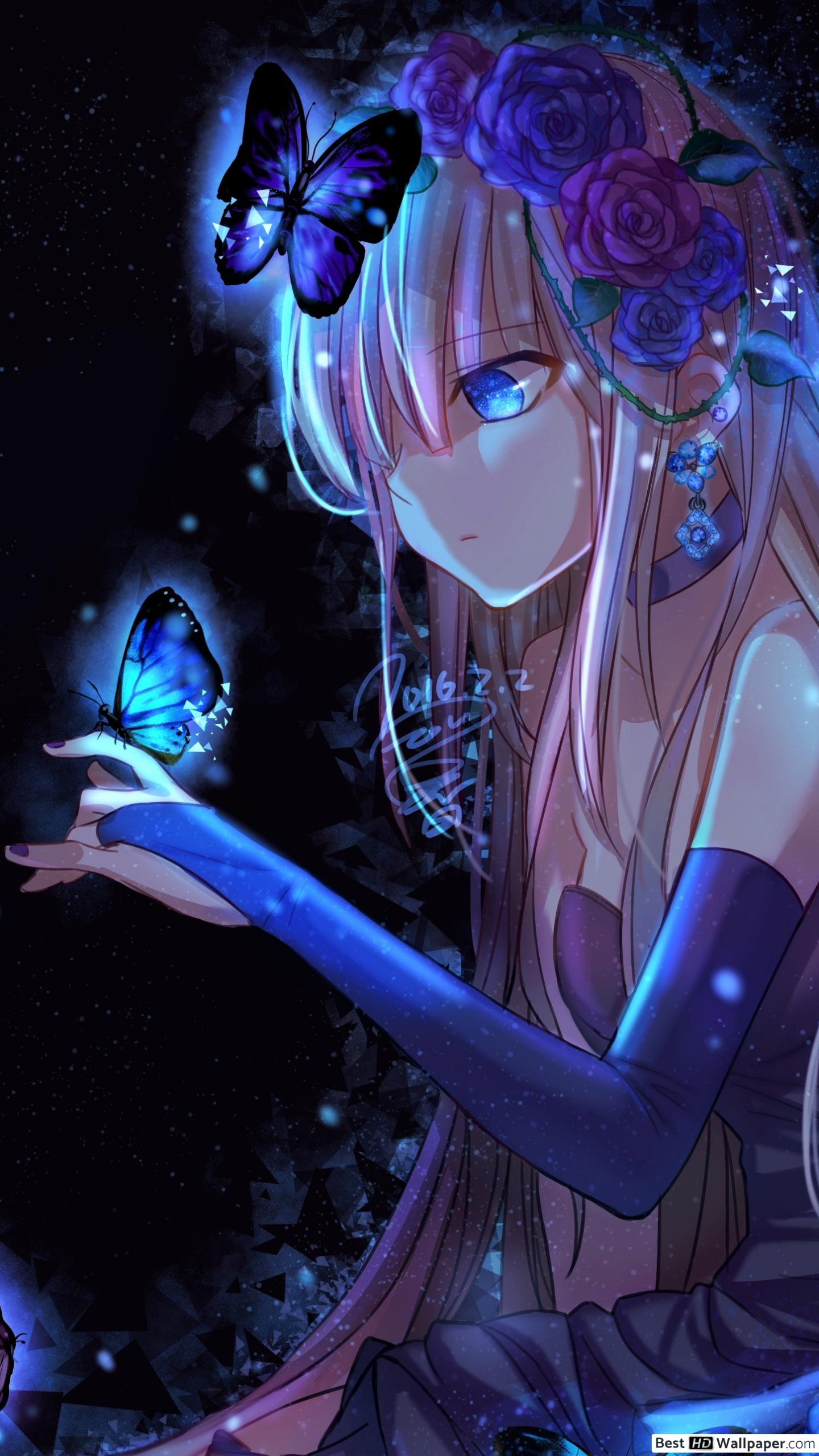 Anime Girl and Butterflies HD wallpapers download