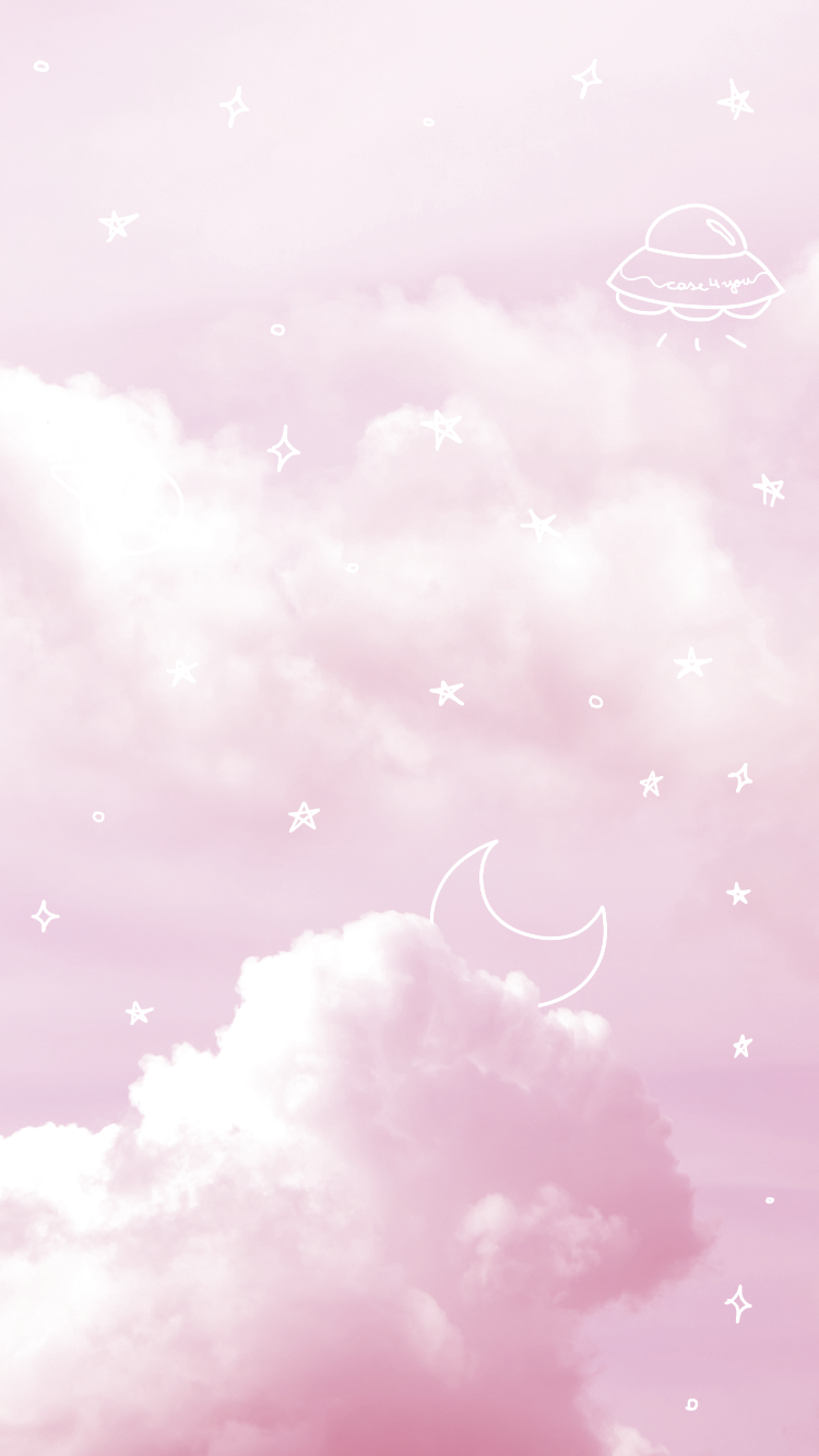 Wallpaper Pink Sky by Case4You ♥ #Pink #Sky #PinkSky #Space #Aesthetic #Pastel #Stars #Moon. Pink sky, Pink wallpaper background, Pink wallpaper iphone