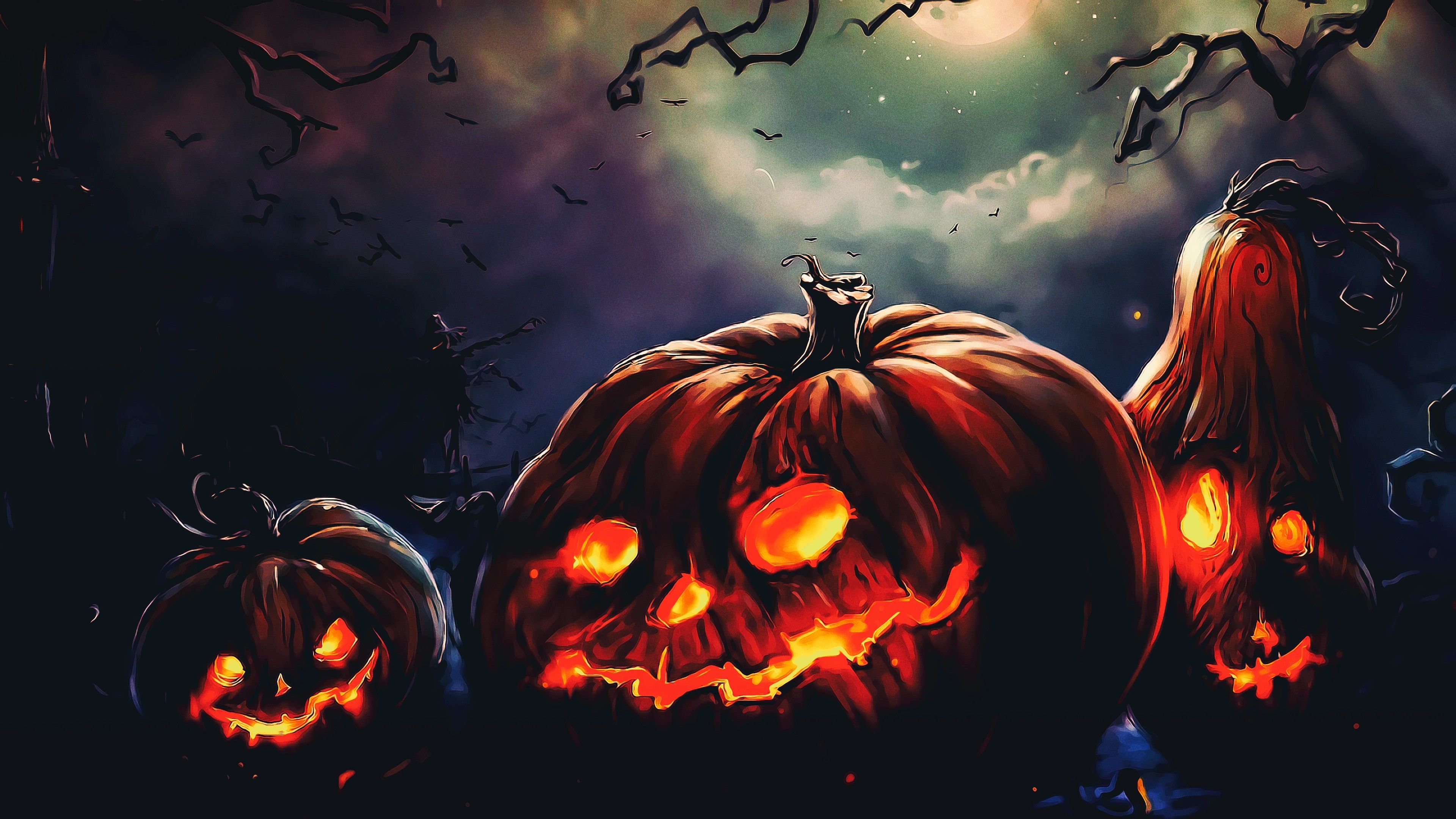 General 3840x2160 Halloween Terror night fantasy art Photohop. Halloween wallpaper, Pumpkin wallpaper, Halloween mural
