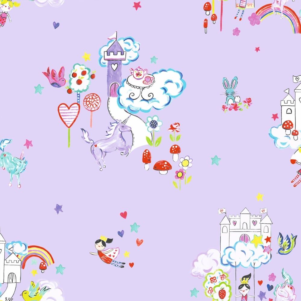 Holden Unicorn and Castles Pattern Childrens Wallpaper Princess Rainbow 12219. I Want Wallpaper