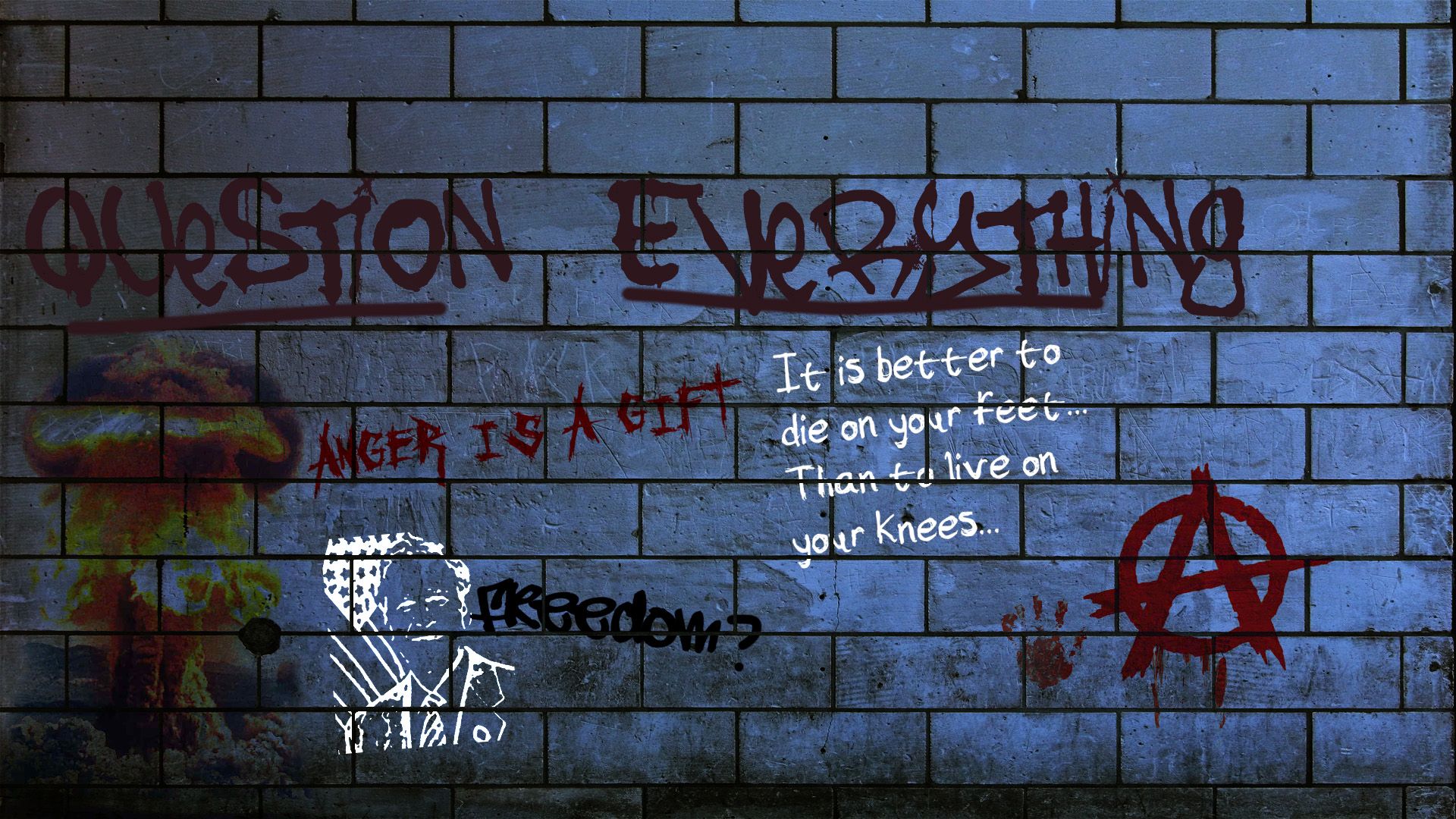 quotes, graffiti, anarchy, Question Everything Wallpaper / WallpaperJam.com