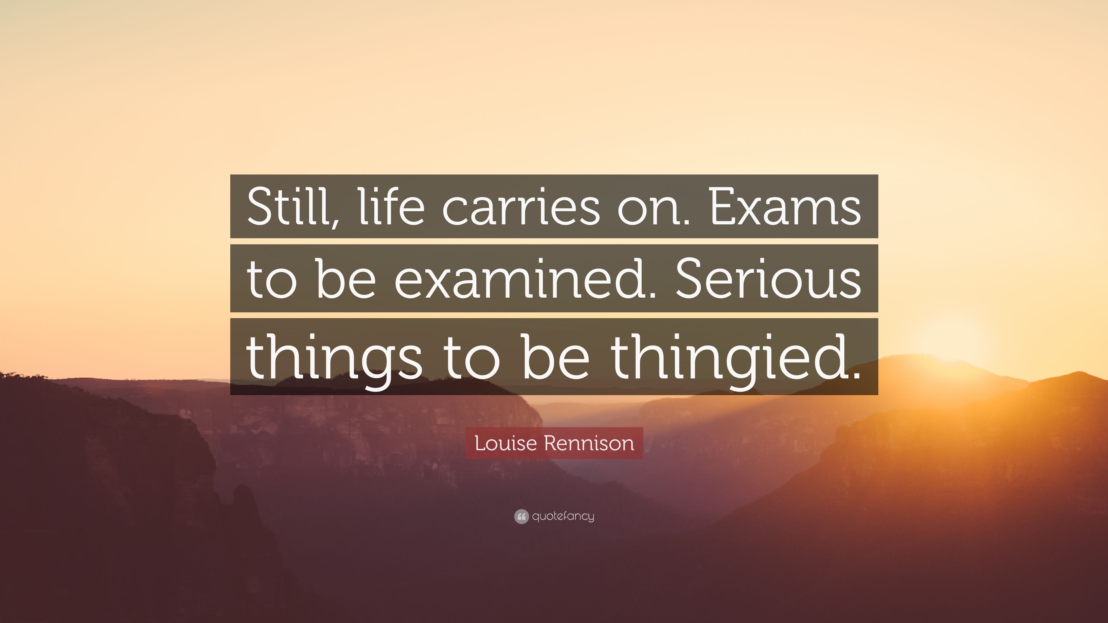 Louise Rennison Quote: “Still, life carries on. Exams to be examined. Serious things to be thingied.” (7 wallpaper)