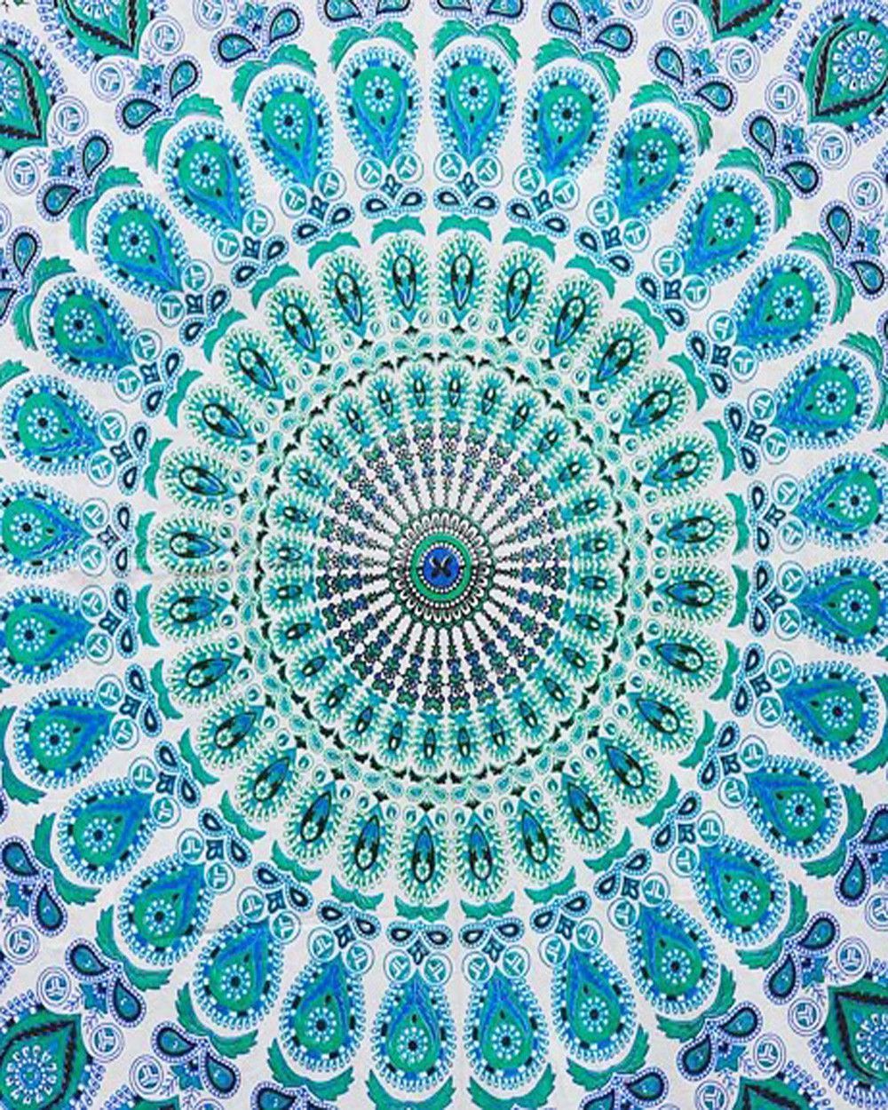 Blue Mandala Bohemian Organic 100% Cotton Vegan Block Print Tapestry. Tapestry, Tapestry wallpaper, Blue tapestry