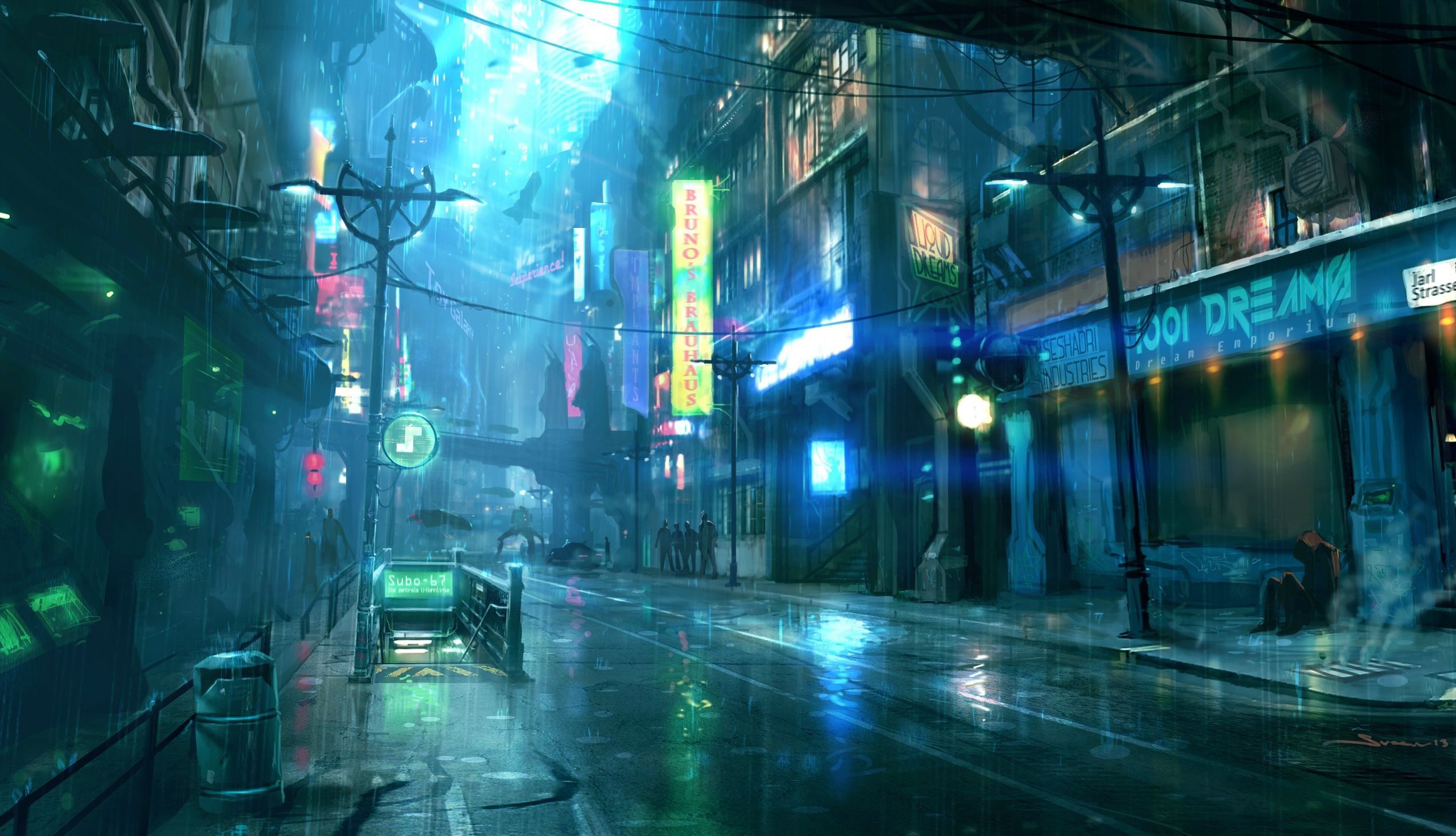 #science fiction, #artwork, #cityscape, #futuristic city, #neon, #ship, #cyberpunk, #digital art, wallpaper. Mocah.org HD Desktop Wallpaper