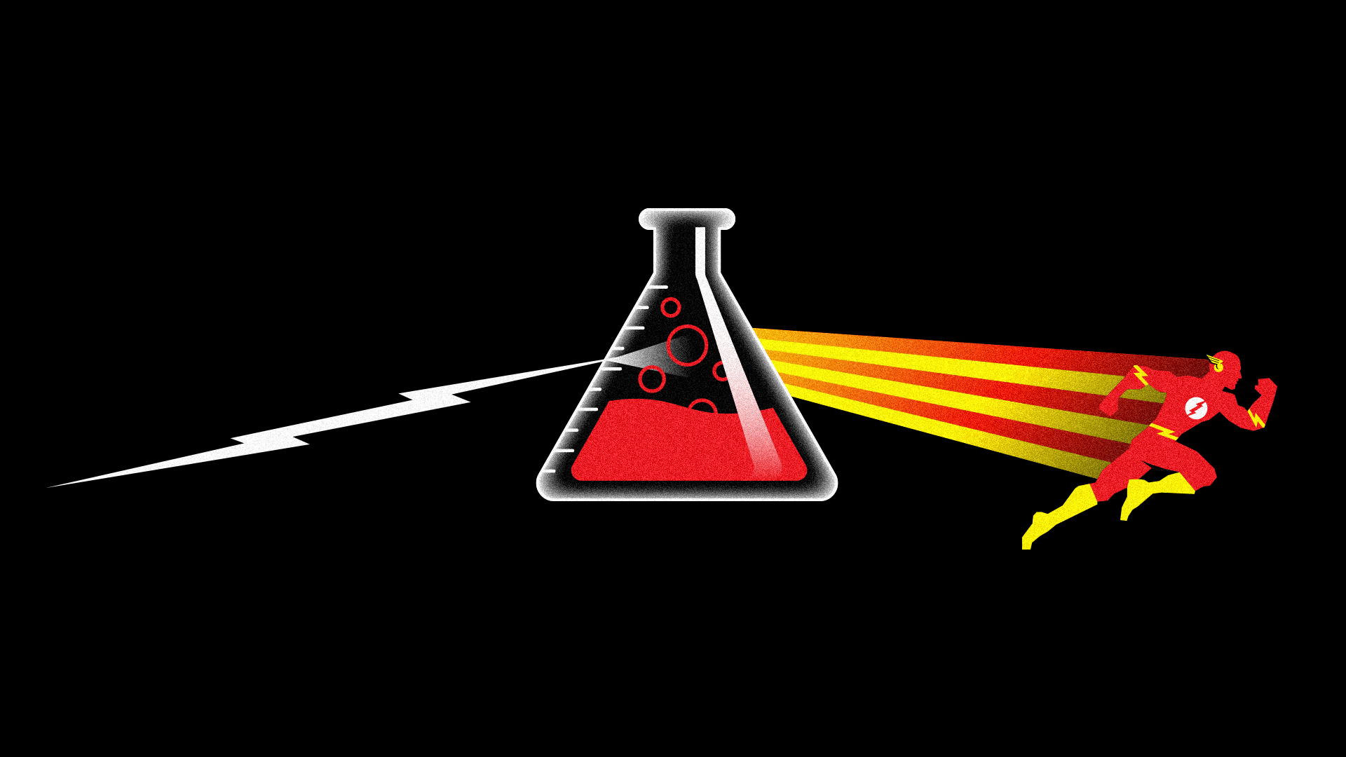 Flash origin infographic wallpaper in the style of Dark Side of the Moon album cover (oc)