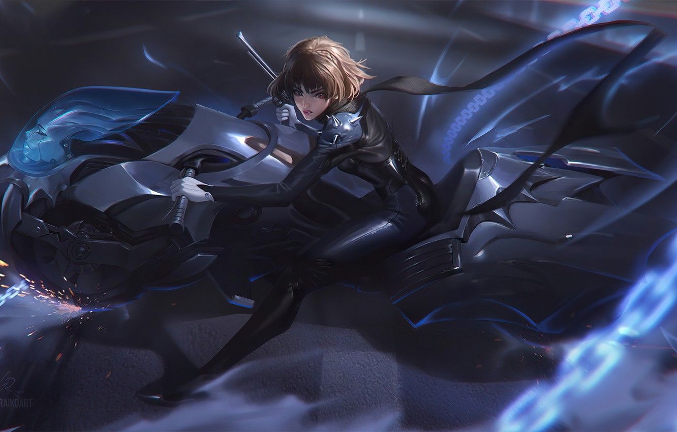 Wallpaper girl, motorcycle, Person Makoto Niijima image for desktop, section сёнэн