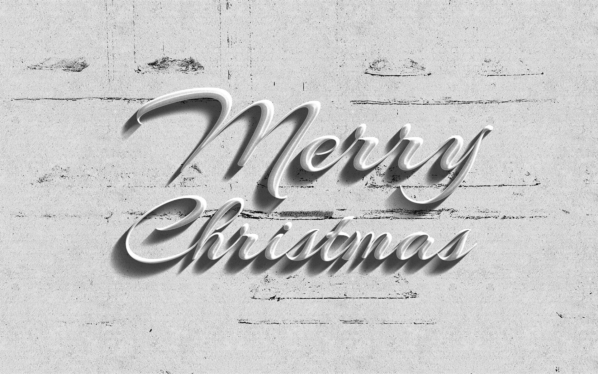 Download wallpaper Merry Christmas, white letters, creative, white background, xmas decoration, retro typography, Merry Xmas for desktop with resolution 1920x1200. High Quality HD picture wallpaper