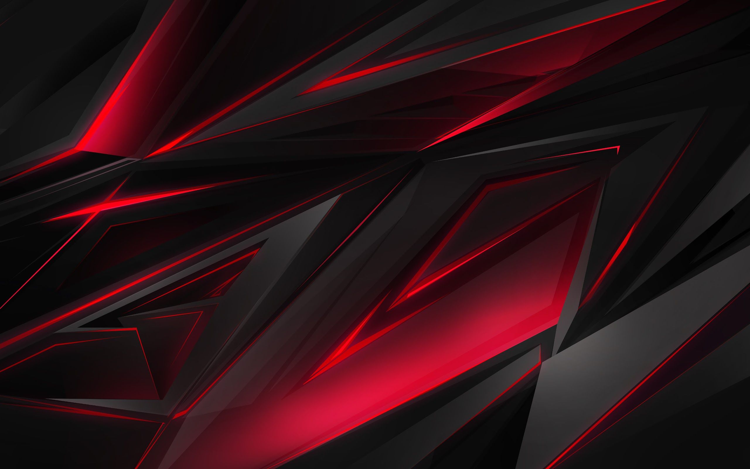 Black Red Abstract Polygon 3D 4K Wallpaper