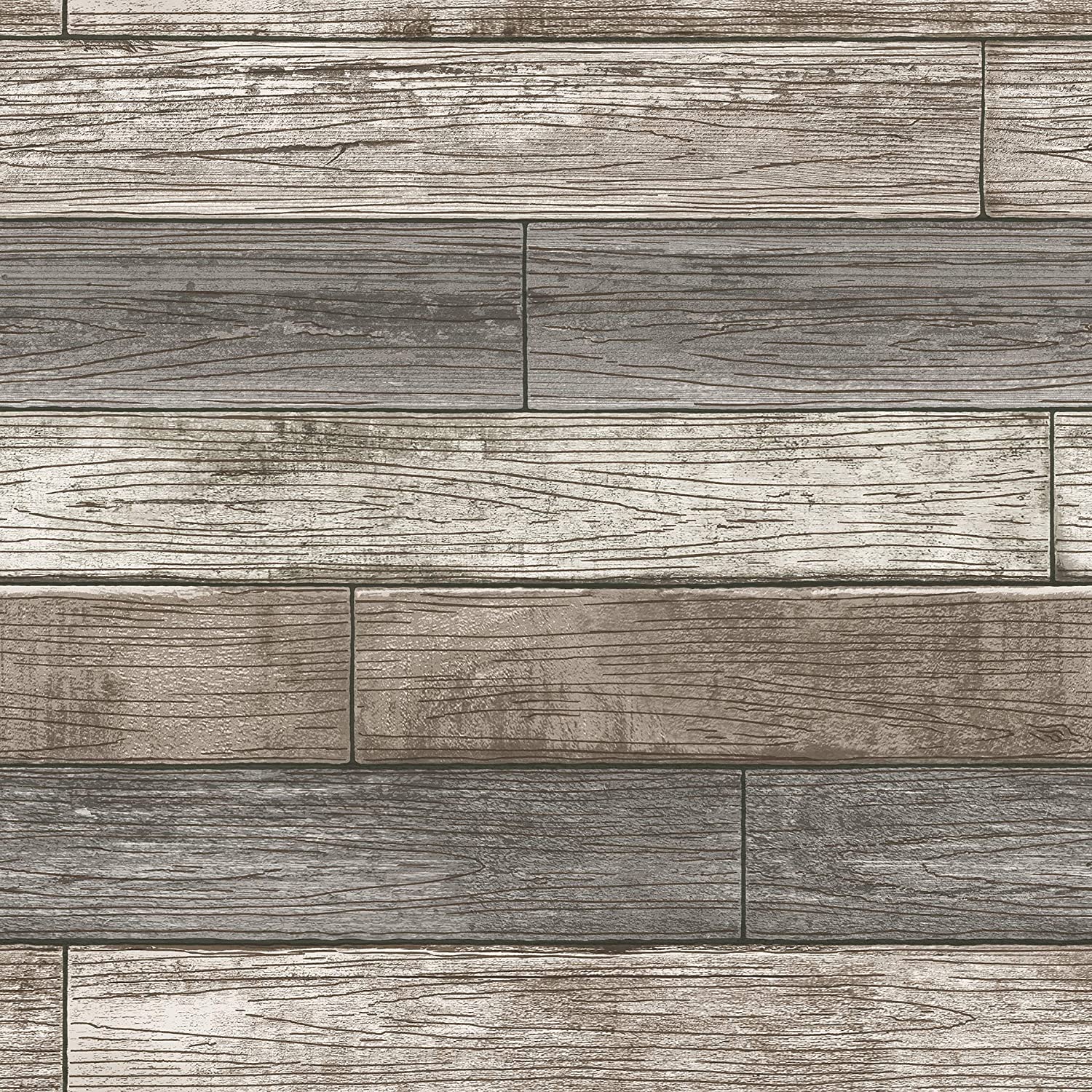 NuWallpaper NU1690 Reclaimed Wood Plank Natural Peel & Stick Wallpaper, Wallpaper
