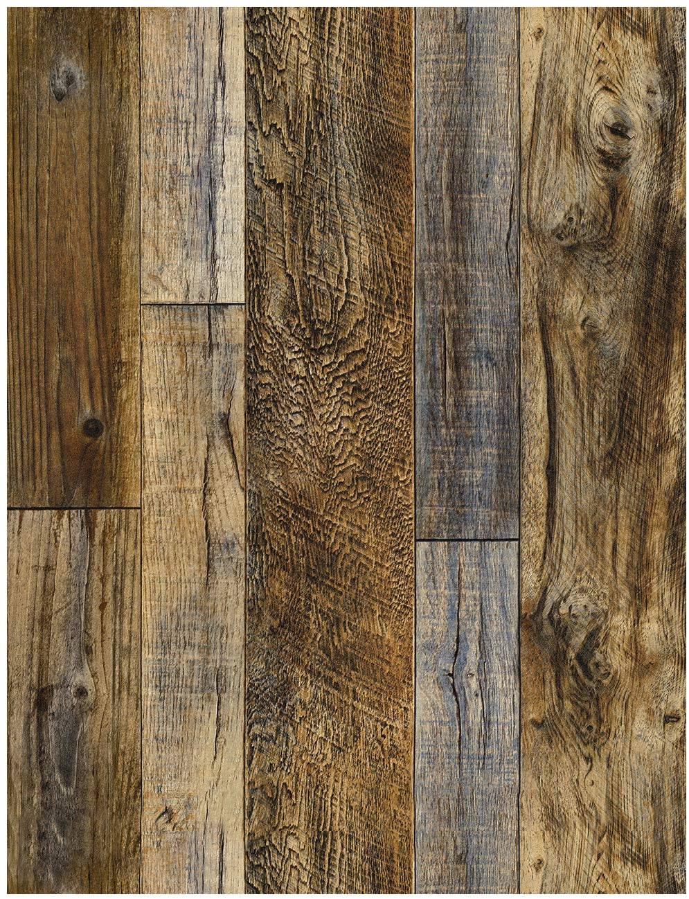 HaokHome 92048 2 Peel And Stick Wood Plank Wallpaper Shiplap 17.7x 9.8ft Brown Vinyl Self Adhesive Decorative, Wallpaper