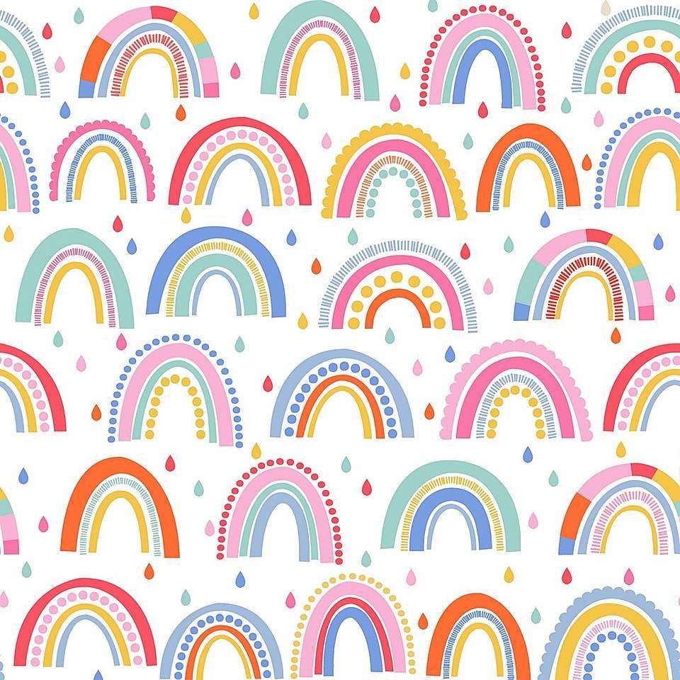 Over The Rainbow Wallpaper. Rainbow wallpaper, Rainbow girls room, Girls rainbow bedroom