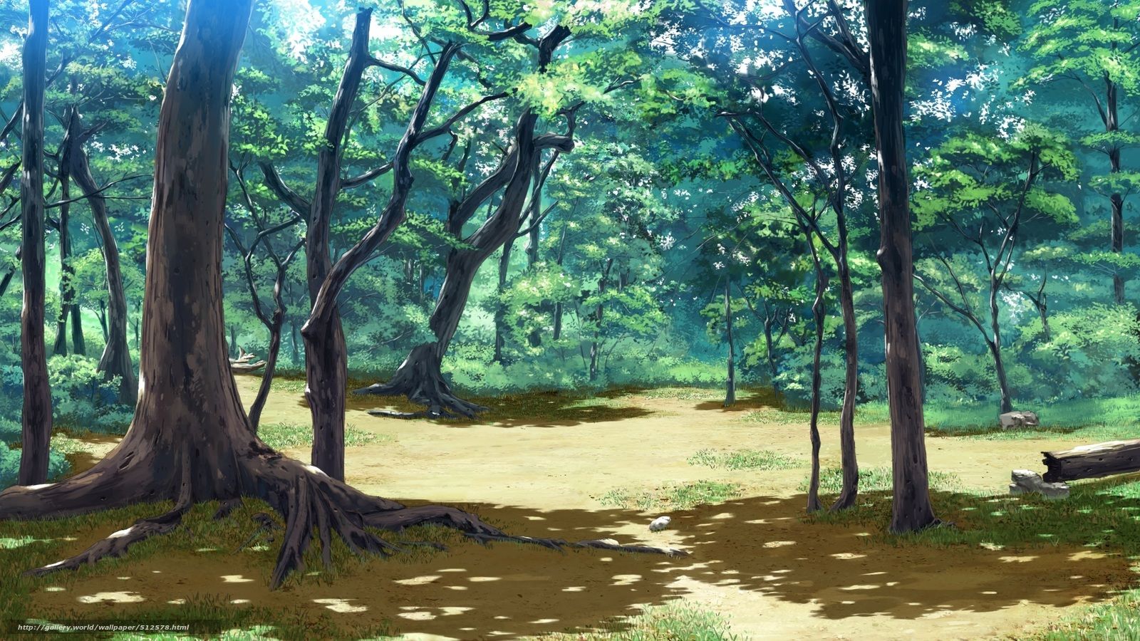 Download wallpaper anime, Art, landscape, leaves free desktop wallpaper in the resolution 2048x1152