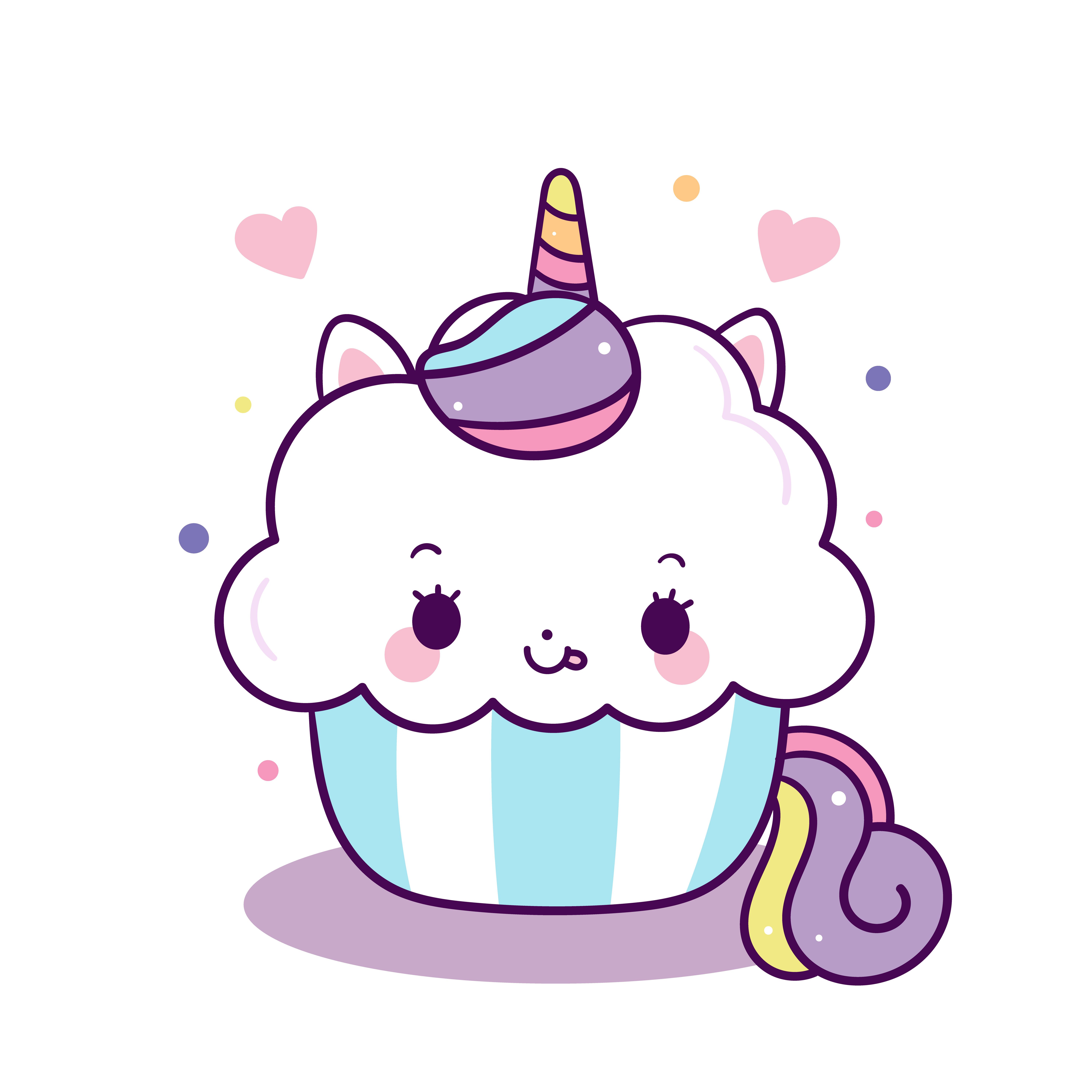 Cute Unicorn vector sweet cake, Happy birthday party, Kawaii animal pony cartoon Free Vectors, Clipart Graphics & Vector Art